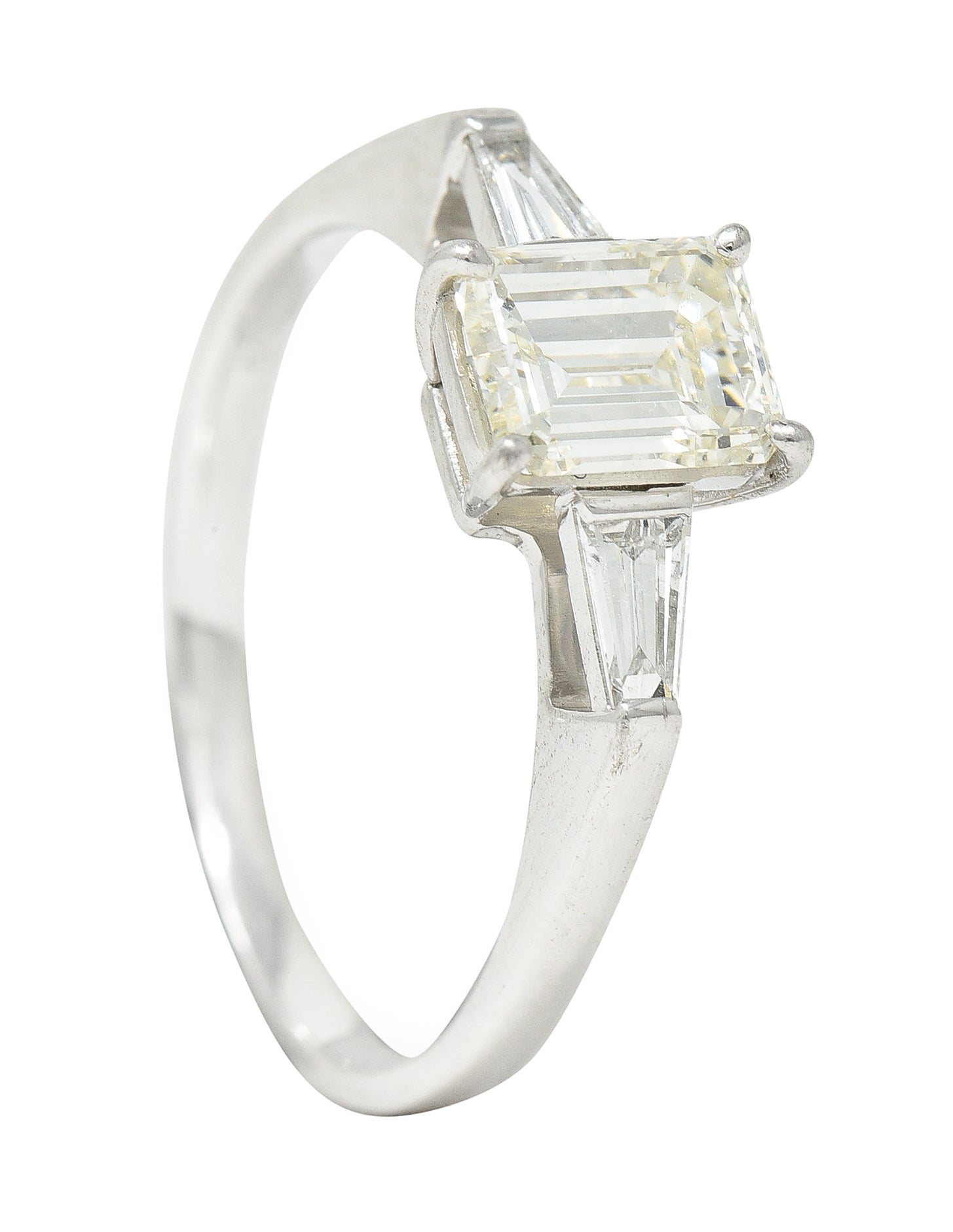 Contemporary 1.28 CTW Emerald Cut Diamond Platinum Engagement Ring Wilson's Estate Jewelry