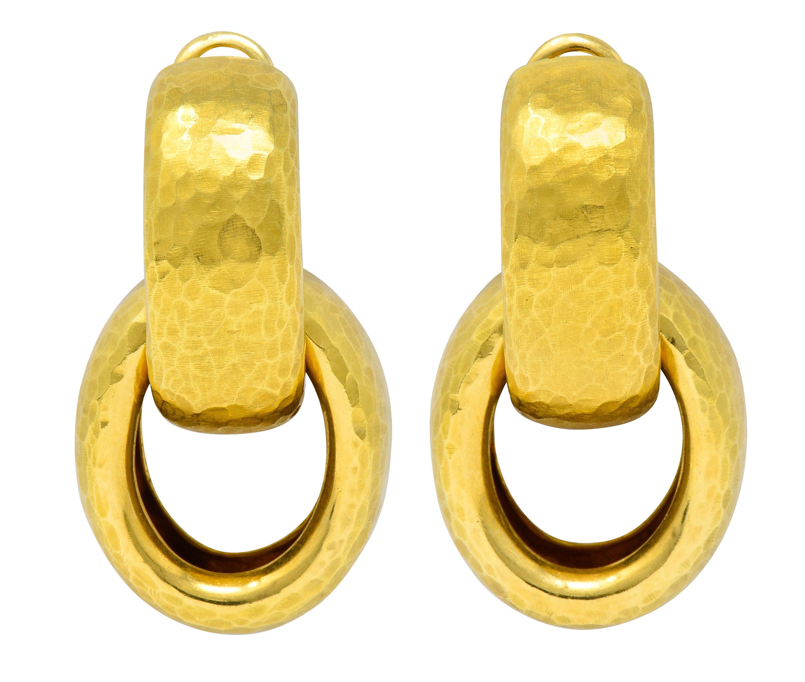 1989 Paloma Picasso Tiffany & Co. 18 Karat Gold Hammered Drop Ear-Clip EarringsEarrings - Wilson's Estate Jewelry