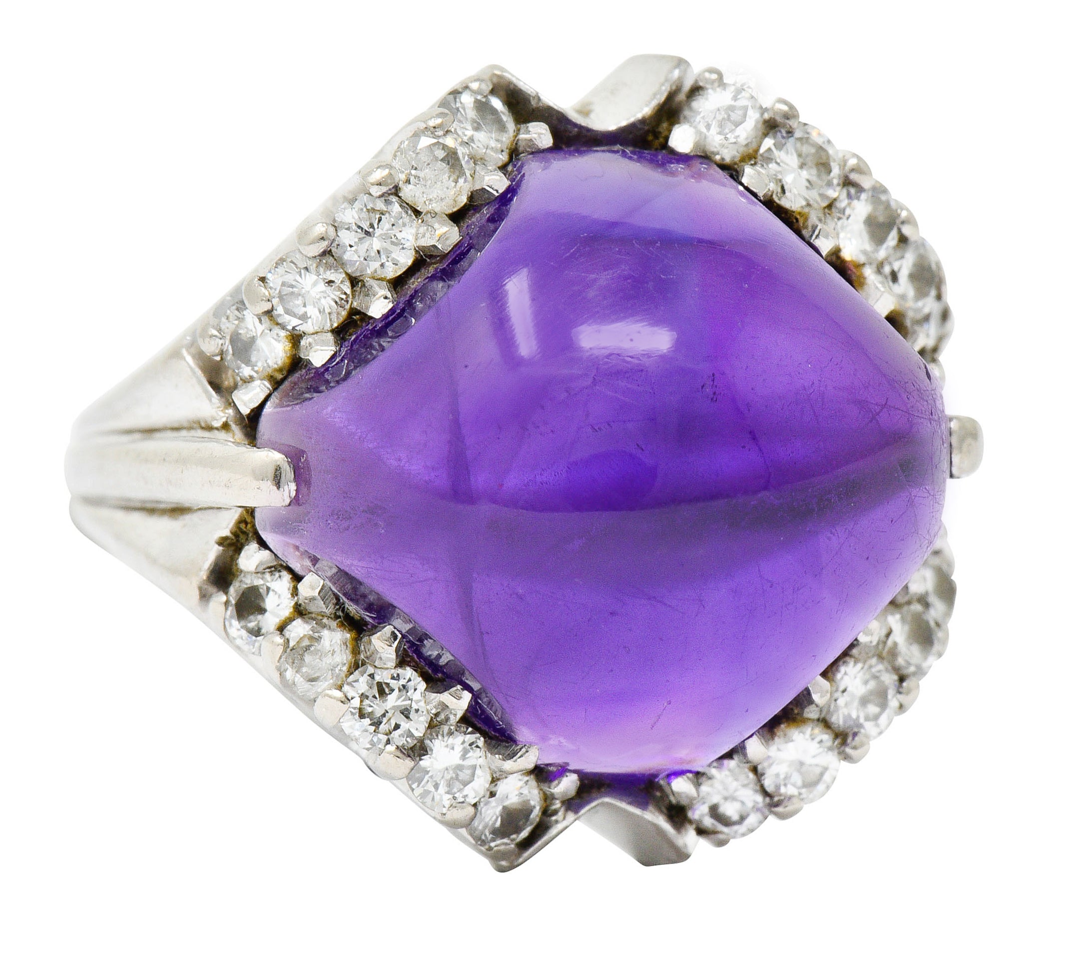 Spritzer & Fuhrmann Vintage Amethyst Diamond 18 Karat White Gold Cocktail RingRing - Wilson's Estate Jewelry