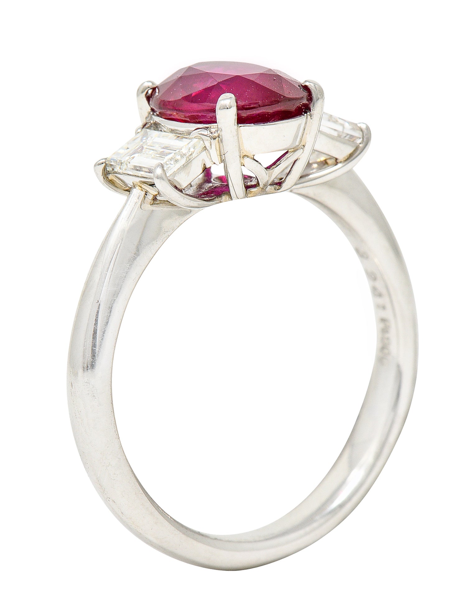 Contemporary 2.89 CTW Burma Ruby Diamond Platinum Gemstone Ring GIA Wilson's Estate Jewelry