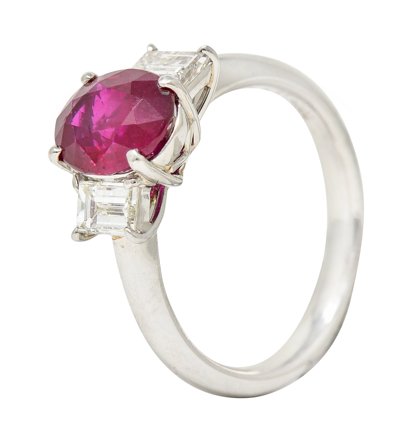 Contemporary 2.89 CTW Burma Ruby Diamond Platinum Gemstone Ring GIA Wilson's Estate Jewelry