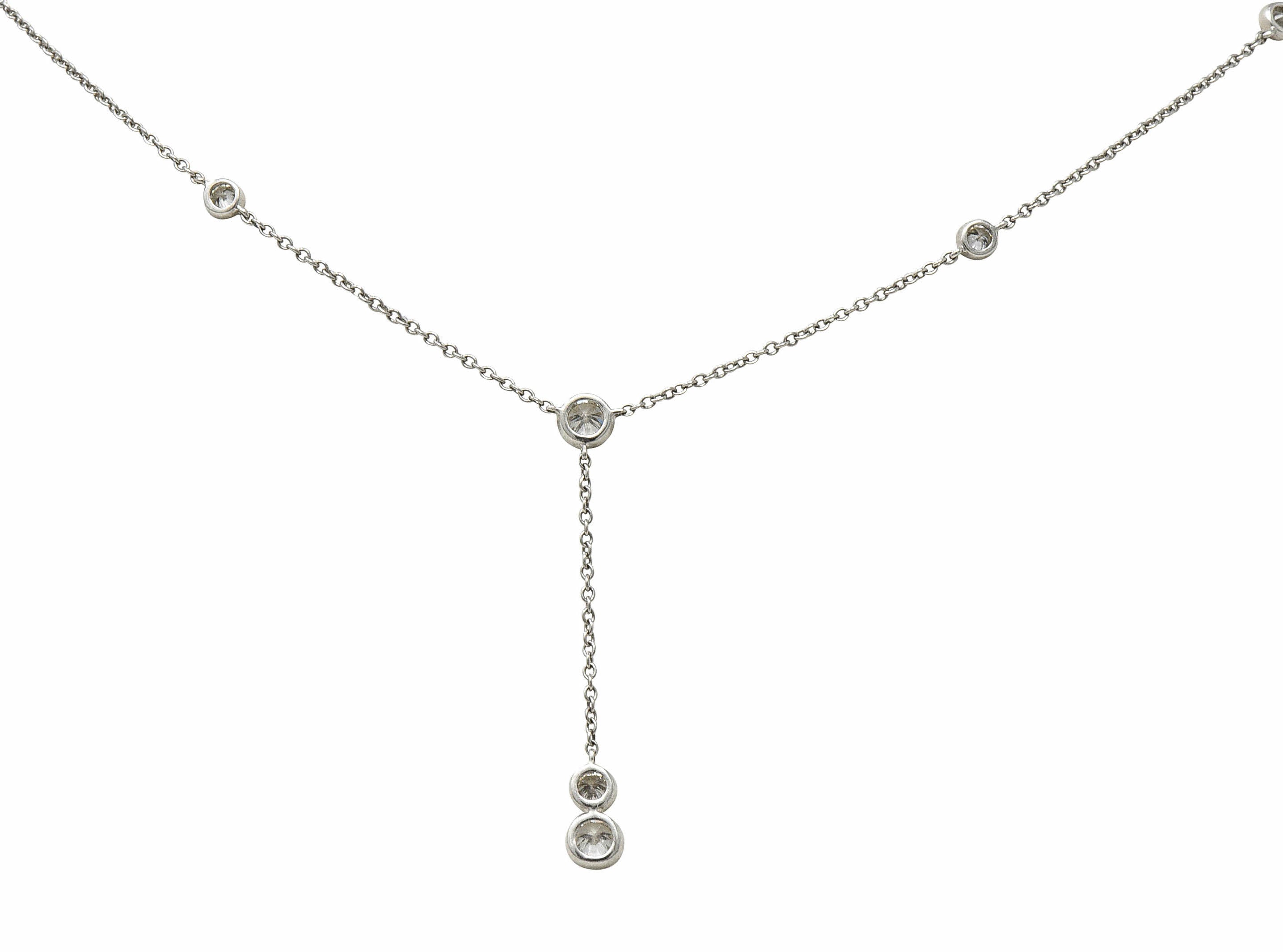 Tiffany & Co. Elsa Peretti 1.00 CTW Diamond Platinum Diamonds By The Yard Lariat NecklaceNecklace - Wilson's Estate Jewelry