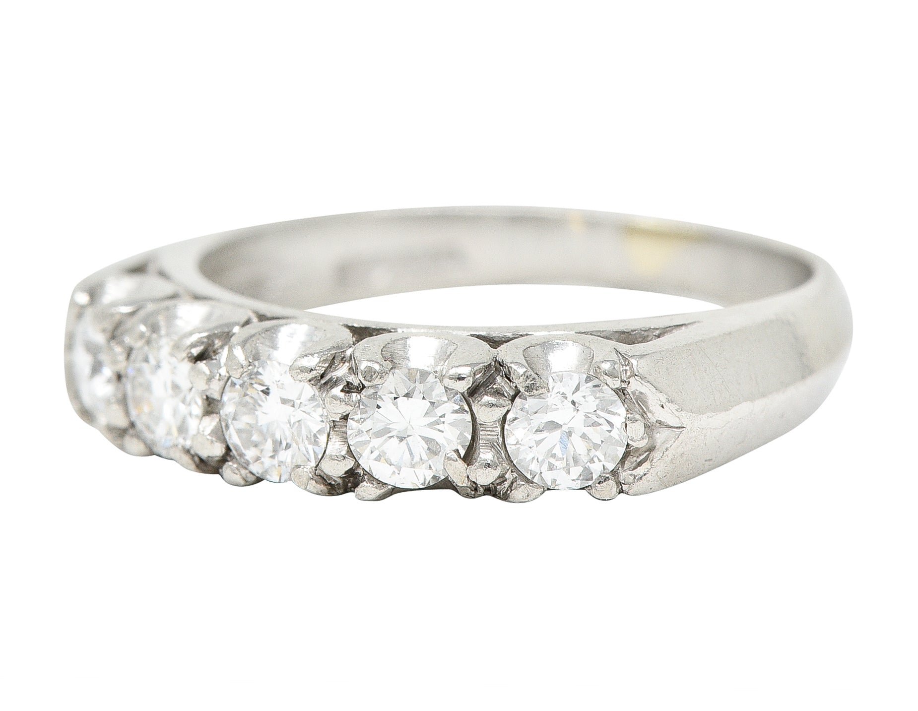 1950's Mid-Century 0.50 CTW Diamond Platinum Vintage Fishtail Band Ring Wilson's Estate Jewelry