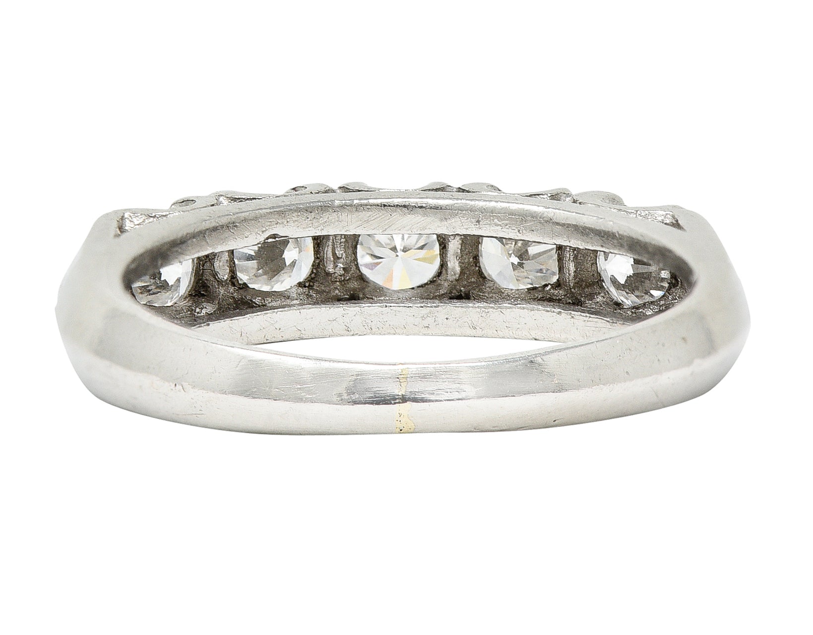 1950's Mid-Century 0.50 CTW Diamond Platinum Vintage Fishtail Band Ring Wilson's Estate Jewelry