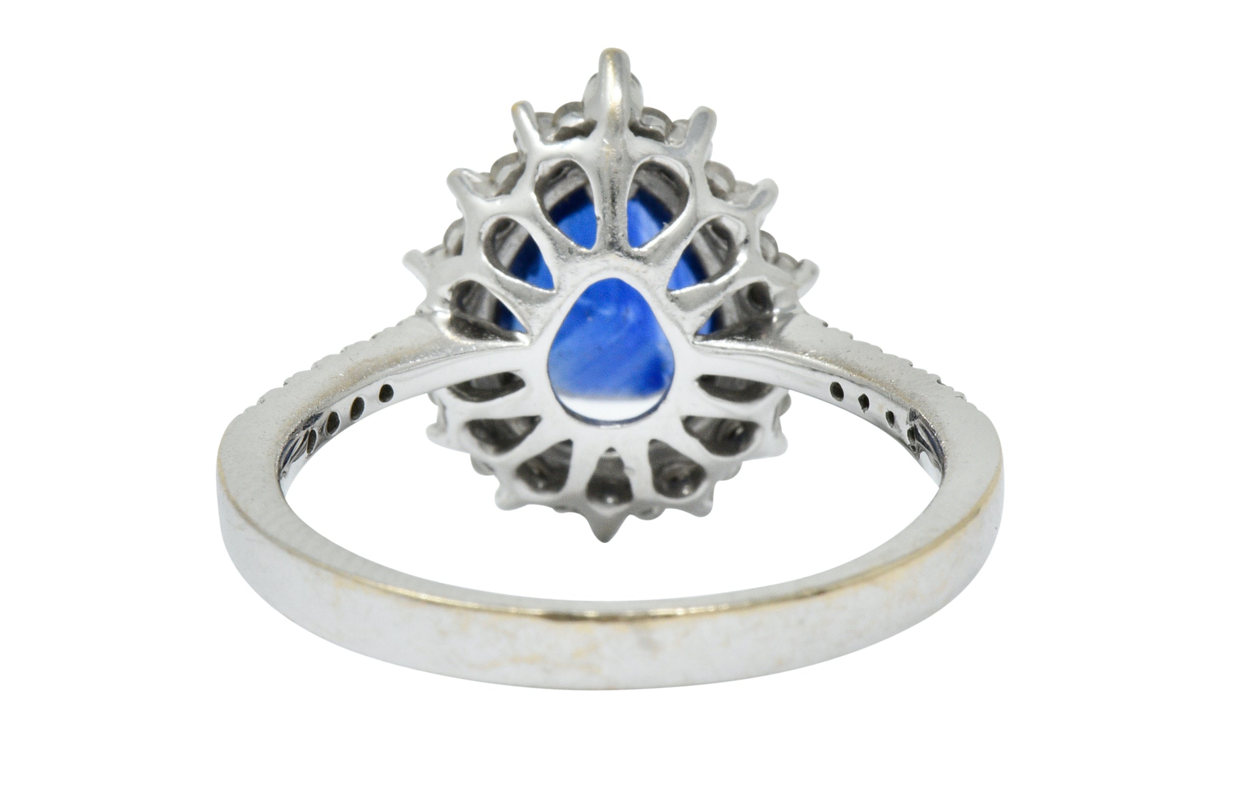 Contemporary 1.66 CTW Sapphire Diamond 18 Karat White Gold Cluster RingRing - Wilson's Estate Jewelry