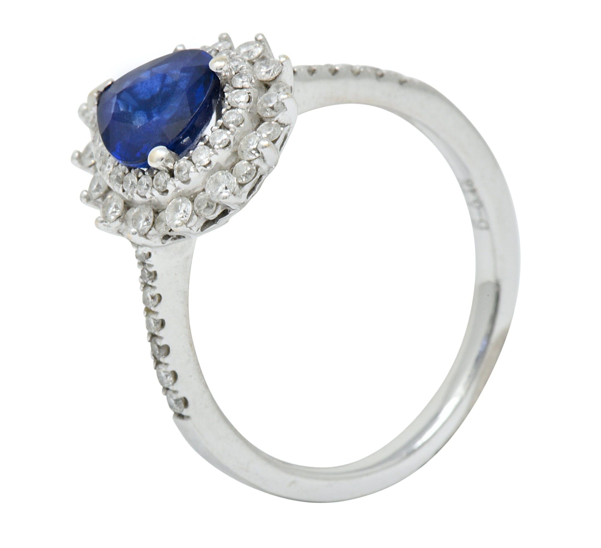 Contemporary 1.66 CTW Sapphire Diamond 18 Karat White Gold Cluster RingRing - Wilson's Estate Jewelry