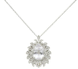 Large Kunzite Diamond 18 Karat White Gold Foliate Cluster Pendant NecklaceNecklace - Wilson's Estate Jewelry