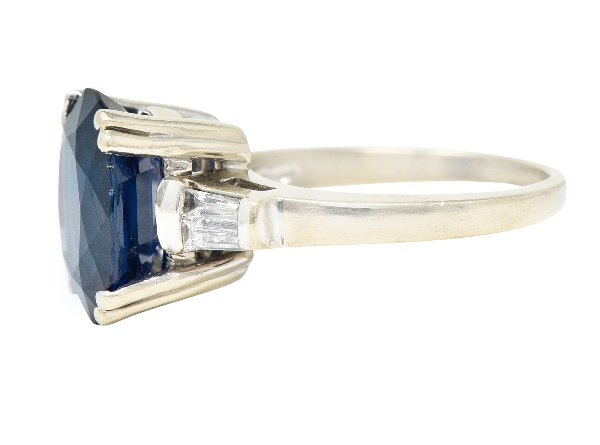 Vintage 6.60 CTW Sapphire Diamond 14 Karat White Gold Gemstone Ring Wilson's Estate Jewelry