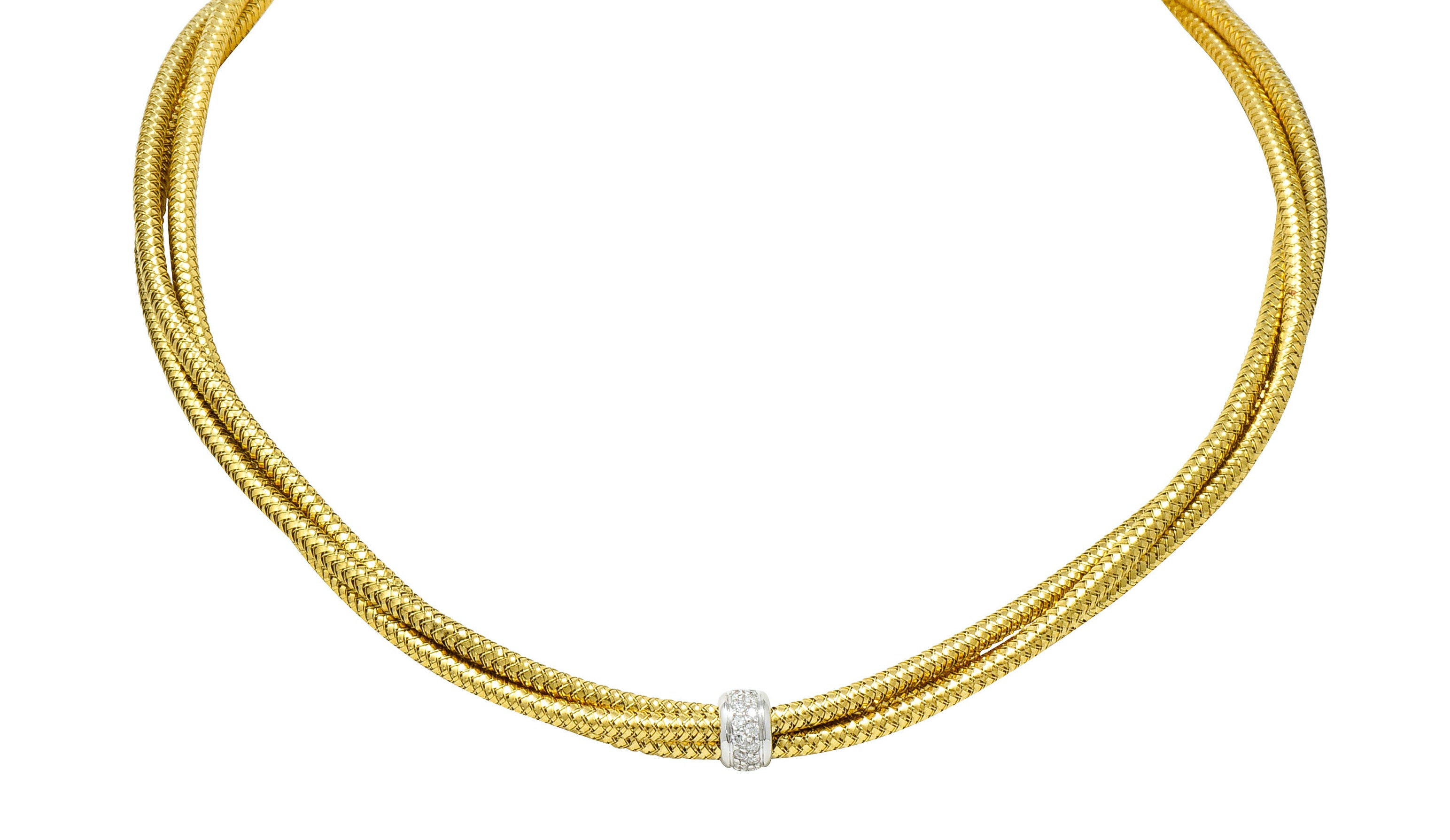 Roberto Coin Diamond 18 Karat Two-Tone Multi-Strand NecklaceNecklace - Wilson's Estate Jewelry