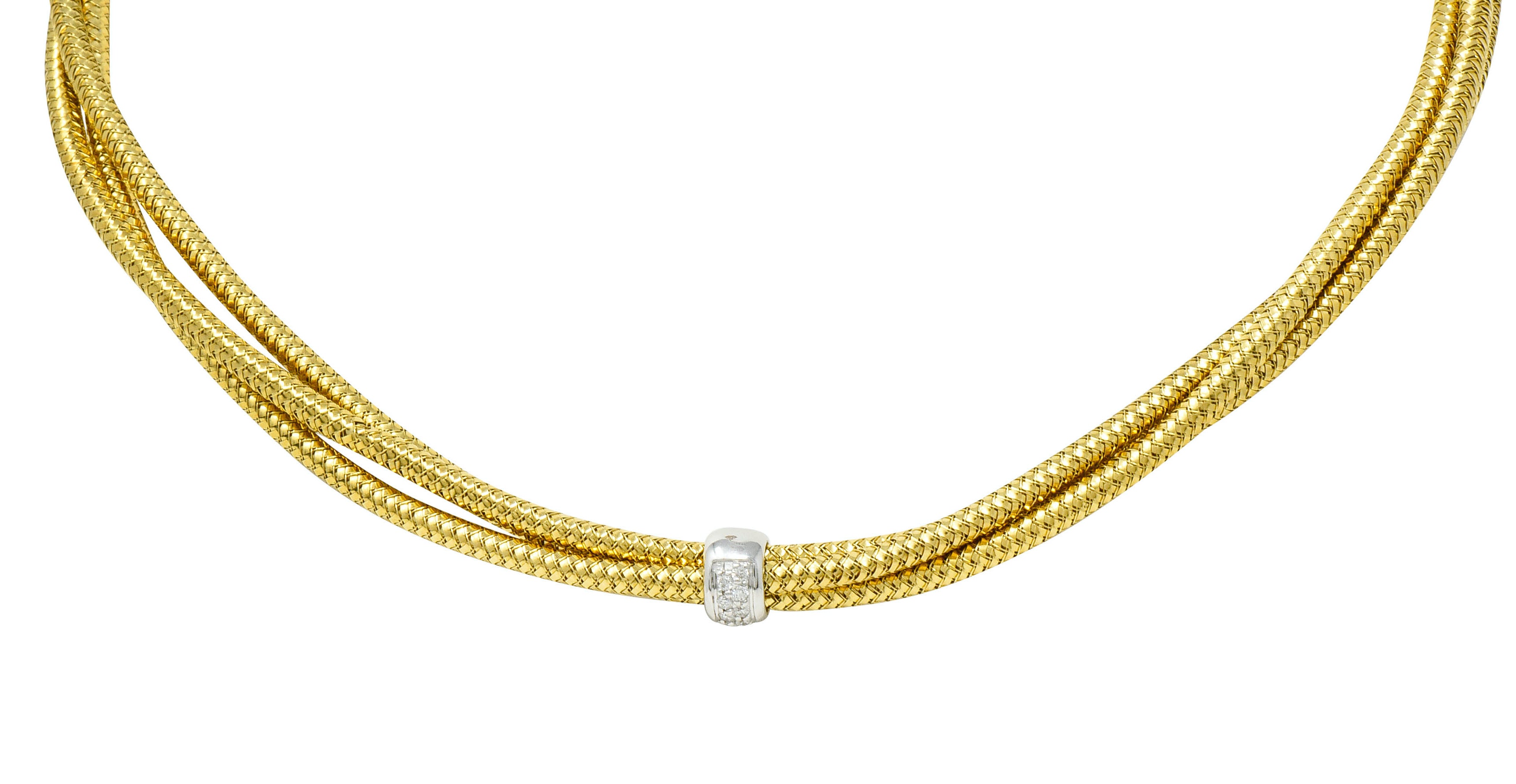 Roberto Coin Diamond 18 Karat Two-Tone Multi-Strand NecklaceNecklace - Wilson's Estate Jewelry