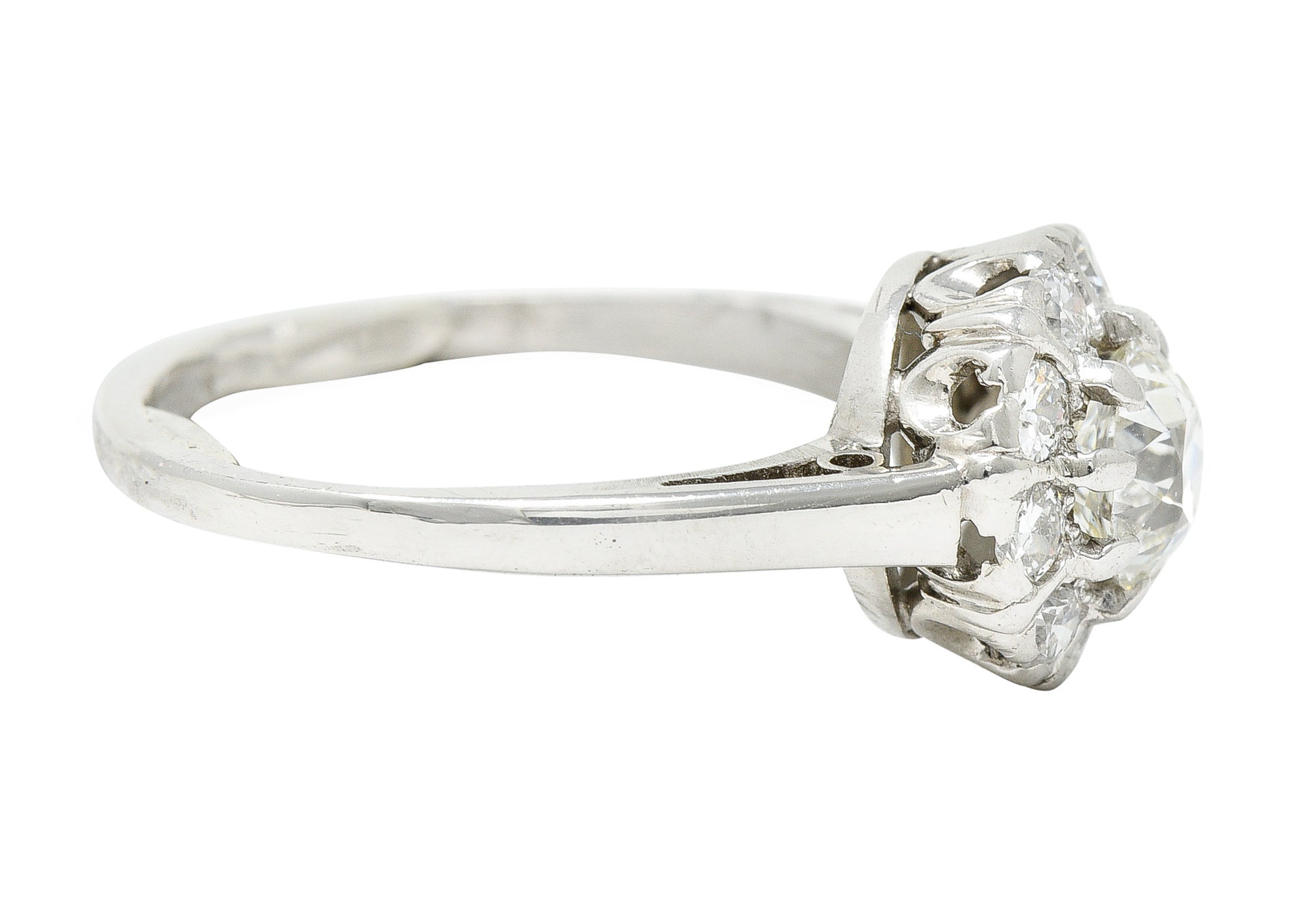 Art Deco 1.02 CTW Diamond Platinum Cluster Engagement RingRings - Wilson's Estate Jewelry