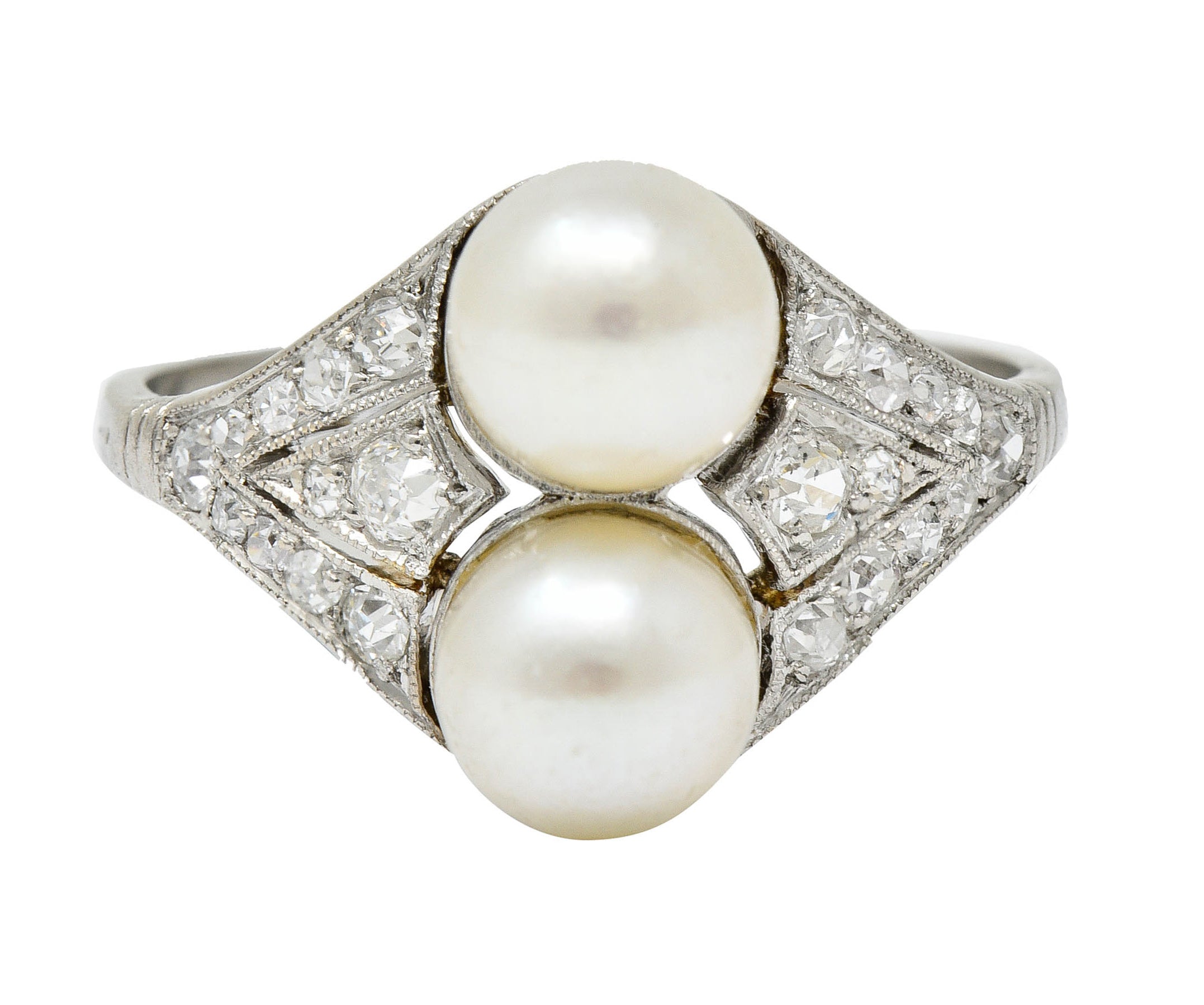 Art Deco Diamond Pearl Platinum Band Ring Circa 1930Ring - Wilson's Estate Jewelry