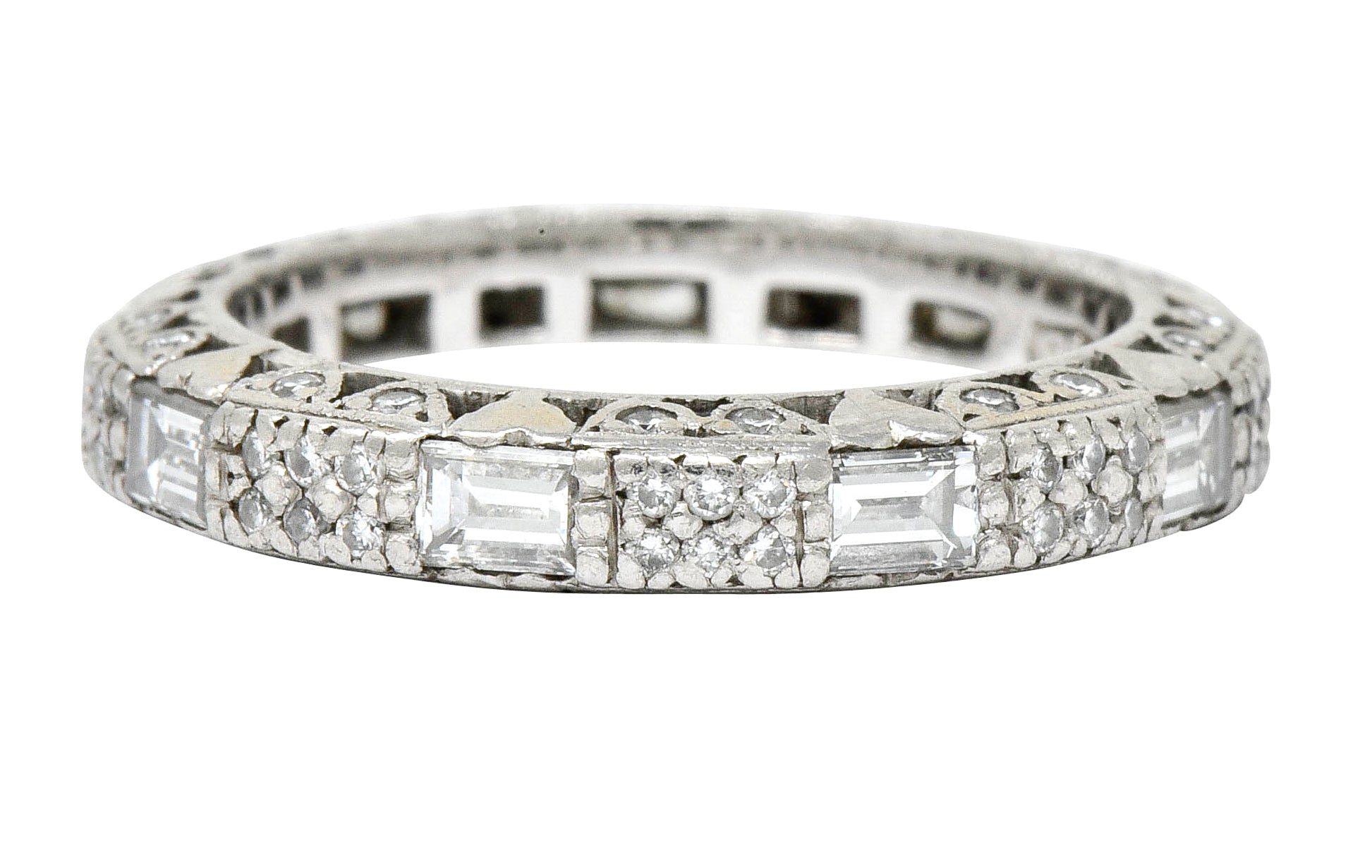 Tacori 1.45 CTW Diamond Platinum Pave Heart Eternity Stacking Band - Wilson's Estate Jewelry