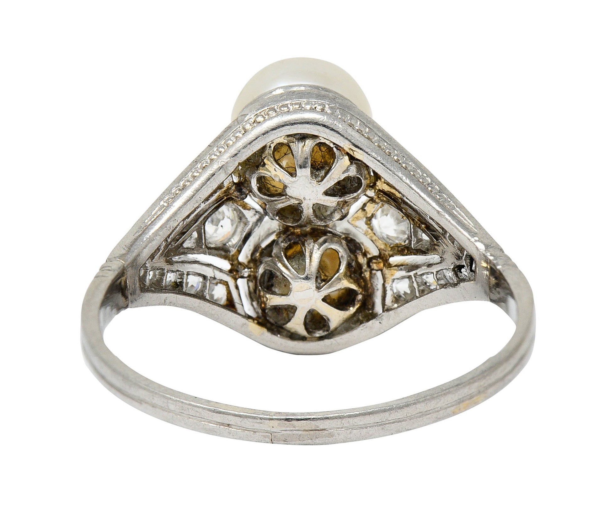 Art Deco Diamond Pearl Platinum Band Ring Circa 1930Ring - Wilson's Estate Jewelry