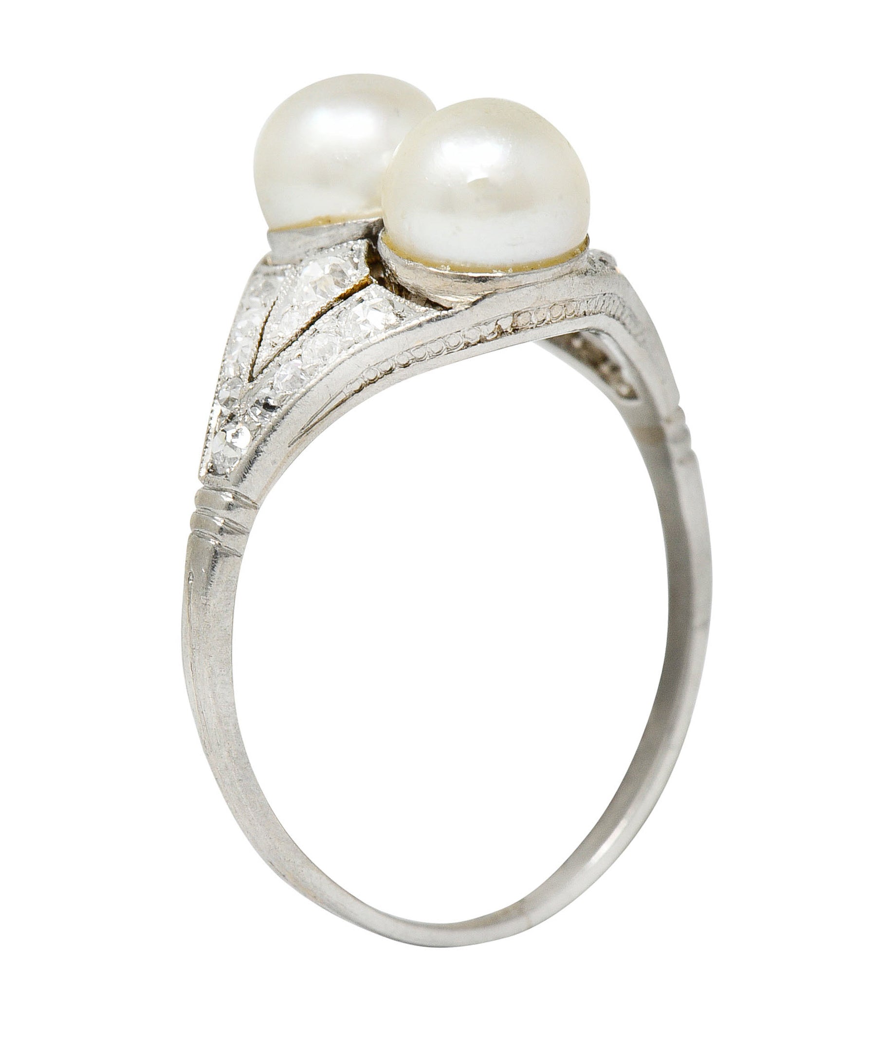 Art Deco Diamond Pearl Platinum Band Ring Circa 1930Ring - Wilson's Estate Jewelry