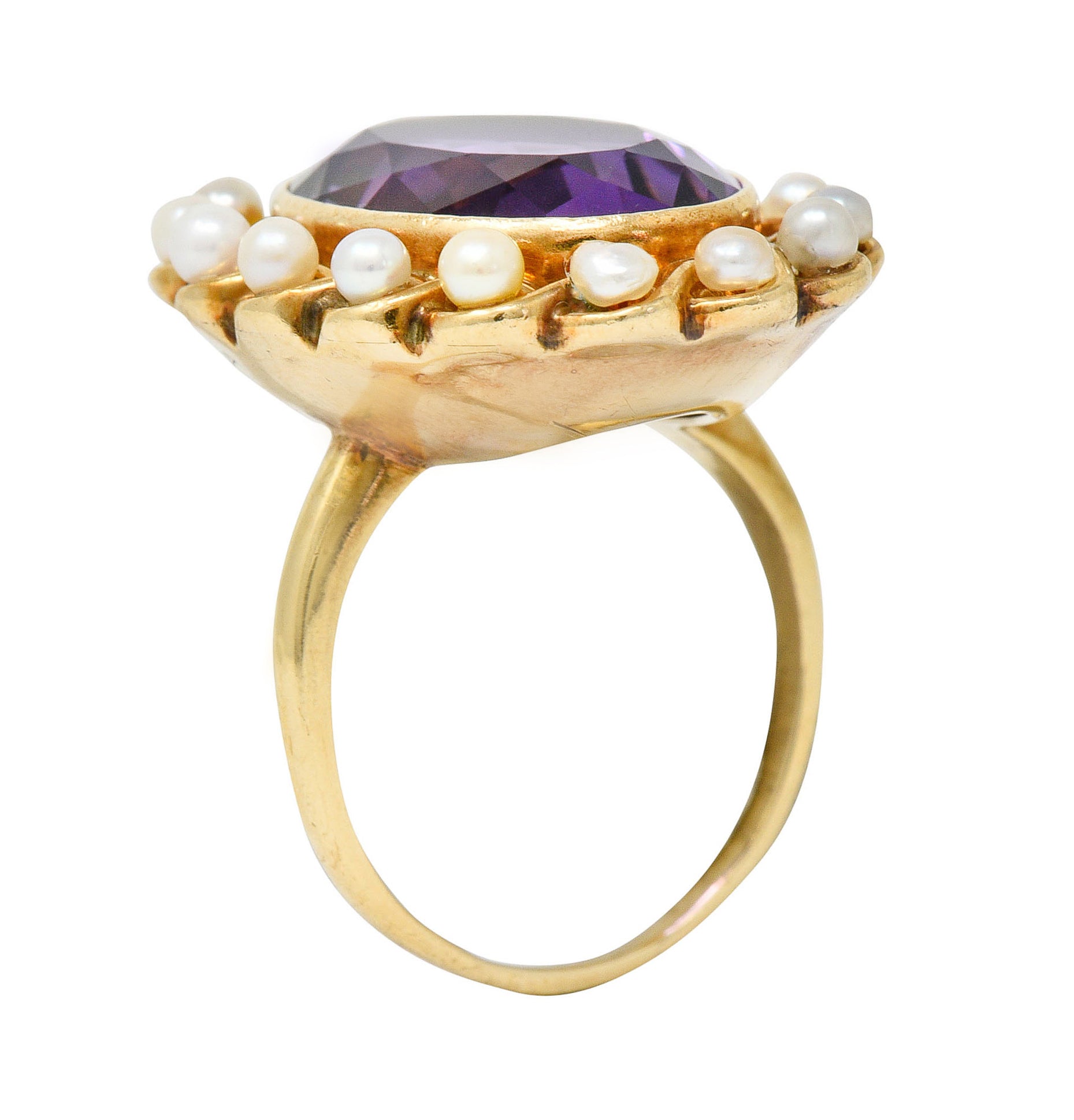 Victorian Amethyst Pearl 14 Karat Gold Cluster Ring Circa 1900Ring - Wilson's Estate Jewelry