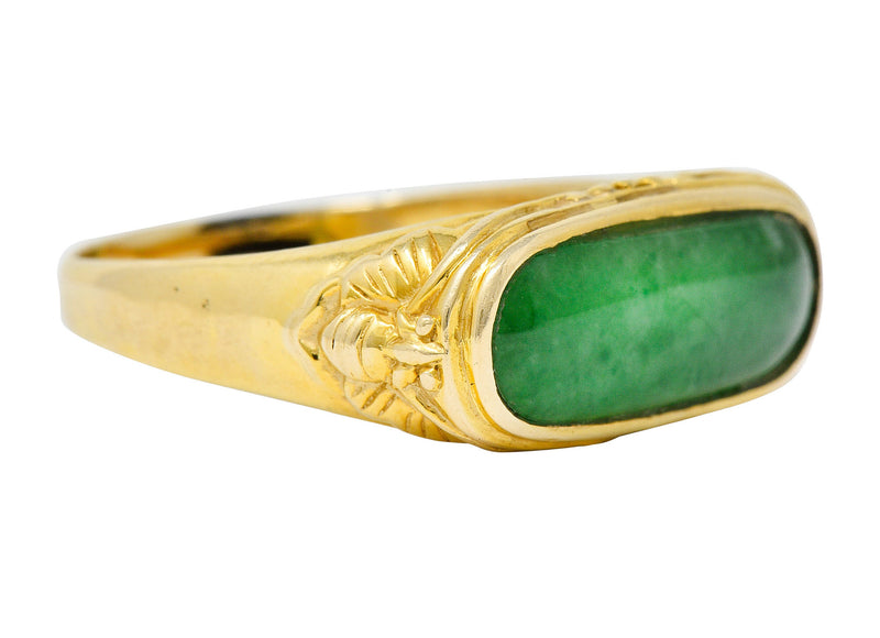 1920's Egyptian Revival Jade Cabochon 14 Karat Gold Scarab Band RingRing - Wilson's Estate Jewelry