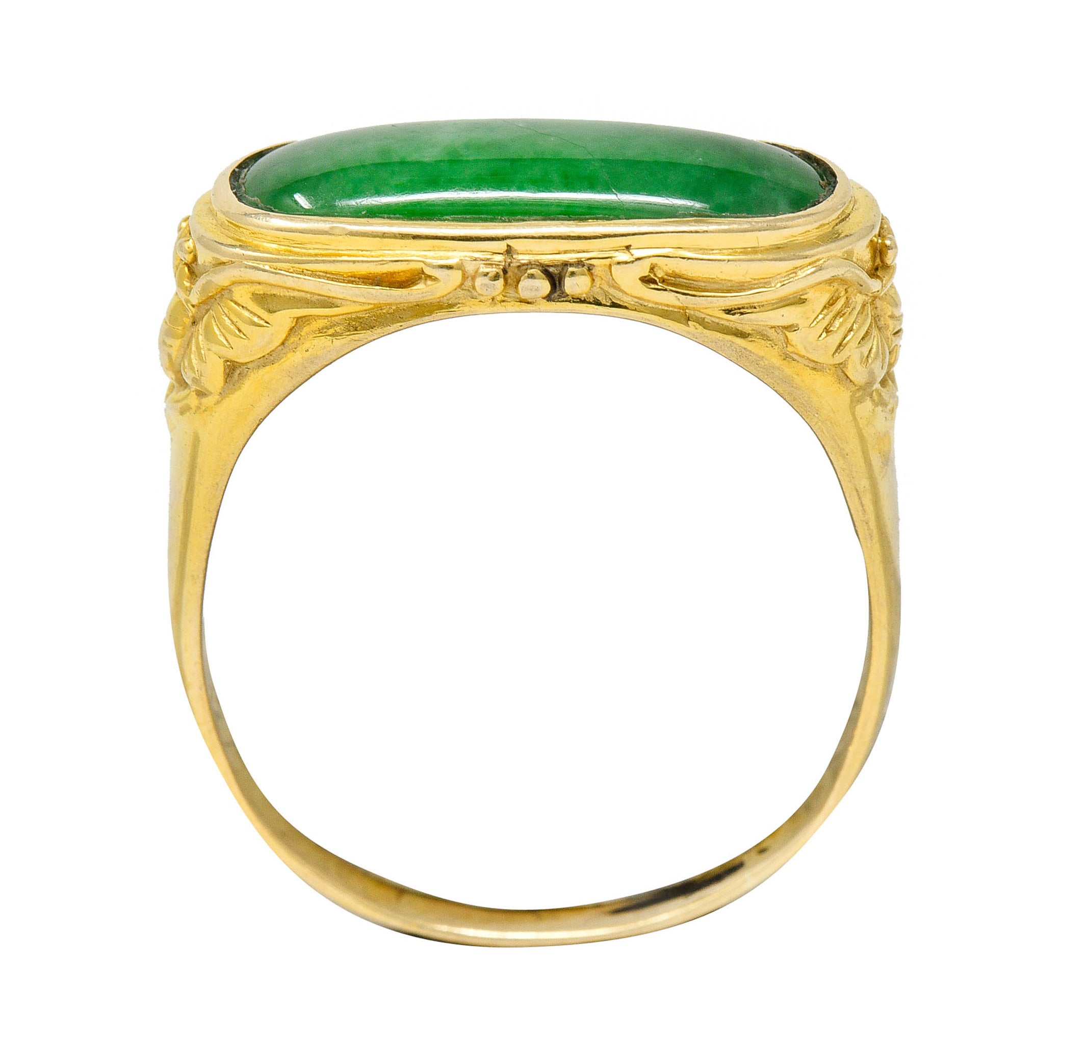 1920's Egyptian Revival Jade Cabochon 14 Karat Gold Scarab Band RingRing - Wilson's Estate Jewelry