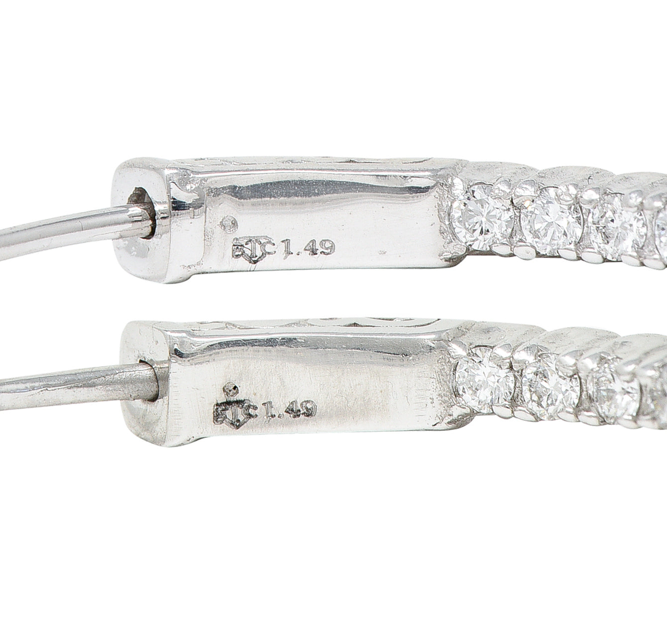 1.50 CTW Diamond 14 Karat White Gold Inside Out 30 MM Hoop EarringsEarrings - Wilson's Estate Jewelry