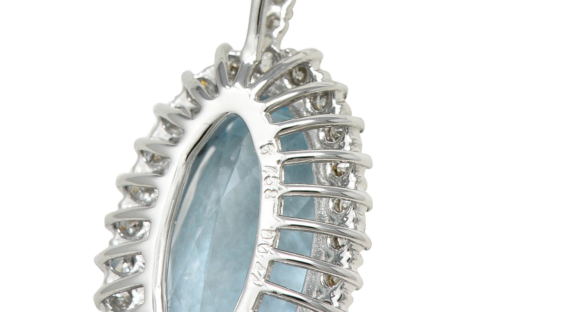 Cluster 7.19 CTW Aquamarine Diamond 14 Karat White Gold Pendant NecklaceNecklace - Wilson's Estate Jewelry