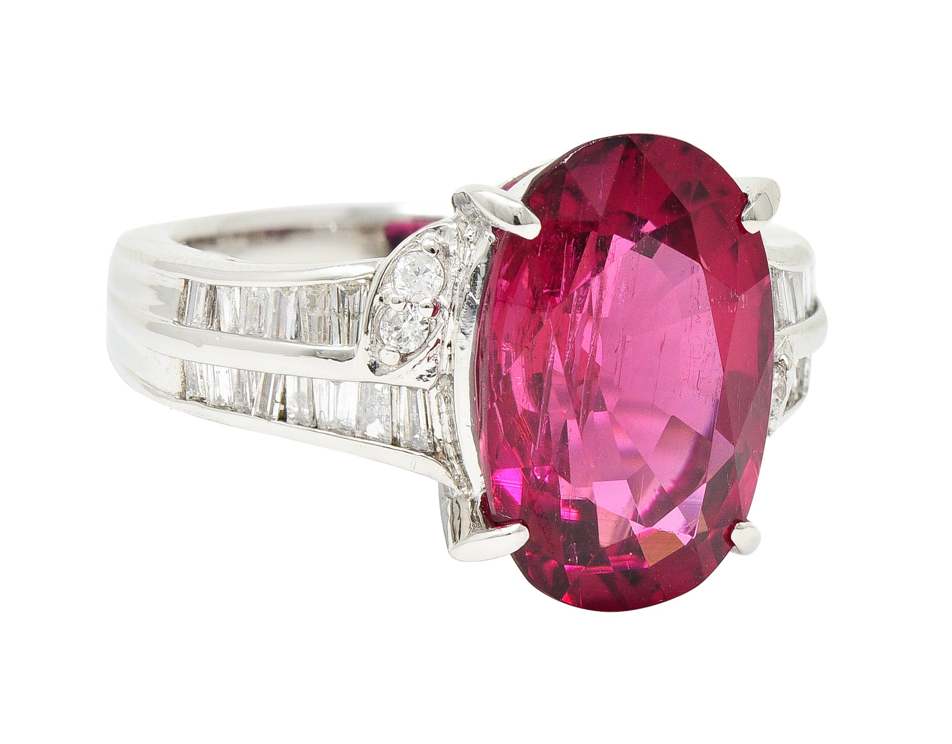 Contemporary 7.54 CTW Rubellite Tourmaline Diamond Platinum Cocktail RingRings - Wilson's Estate Jewelry