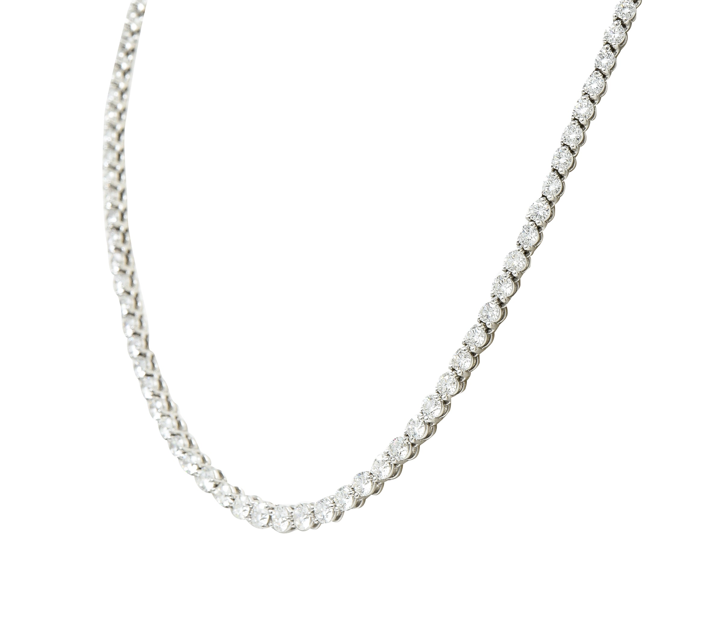 Tiffany & Co. Diamond Platinum Floral Victoria Graduated Line Riviera Necklace Wilson's Estate Jewelry