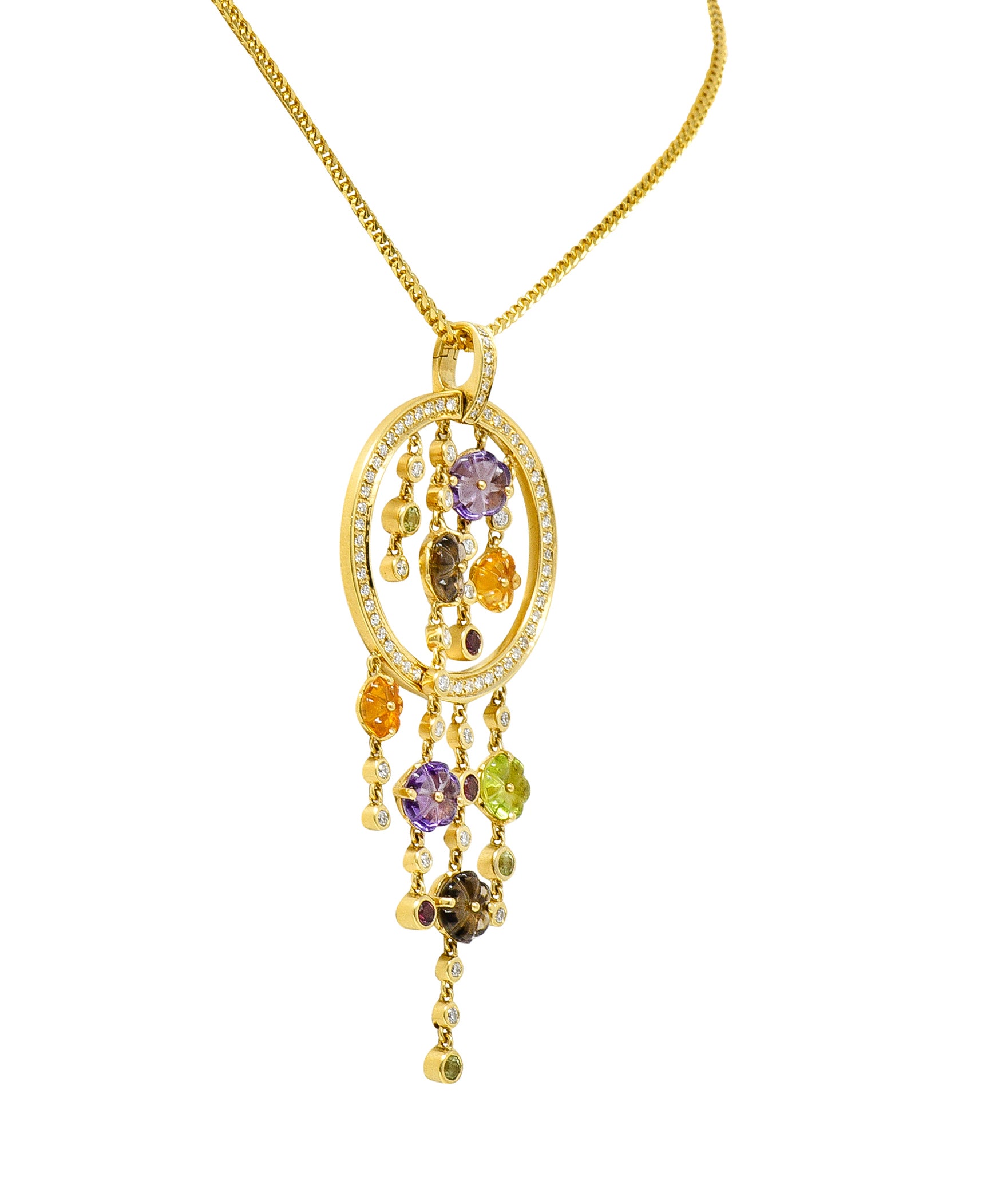 Di Modolo Italian 0.85 CTW Diamond 18 Karat Gold Tempia Floral Enhancer Pendant NecklaceNecklaces - Wilson's Estate Jewelry