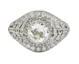 1920's Early Art Deco 2.12 CTW Diamond Platinum Laurel Band Ring GIARing - Wilson's Estate Jewelry