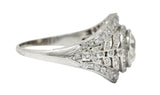 1920's Early Art Deco 2.12 CTW Diamond Platinum Laurel Band Ring GIARing - Wilson's Estate Jewelry