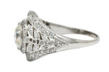 1920's Early Art Deco 2.12 CTW Diamond Platinum Laurel Band Ring GIARing - Wilson's Estate Jewelry