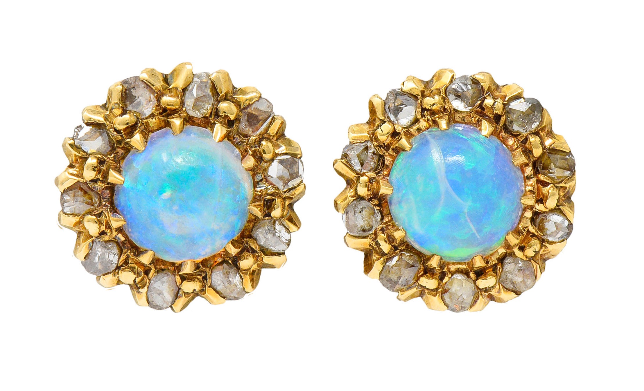 Victorian Opal Diamond 14 karat Gold Cluster Stud EarringsEarrings - Wilson's Estate Jewelry