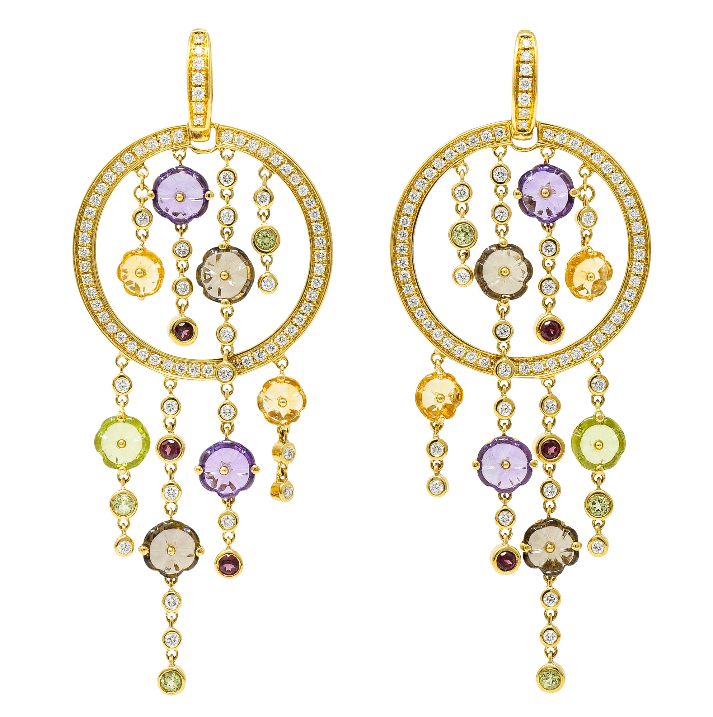 Di Modolo Italian 1.70 CTW Diamond 18 Karat Gold Tempia Floral Drop EarringsEarrings - Wilson's Estate Jewelry