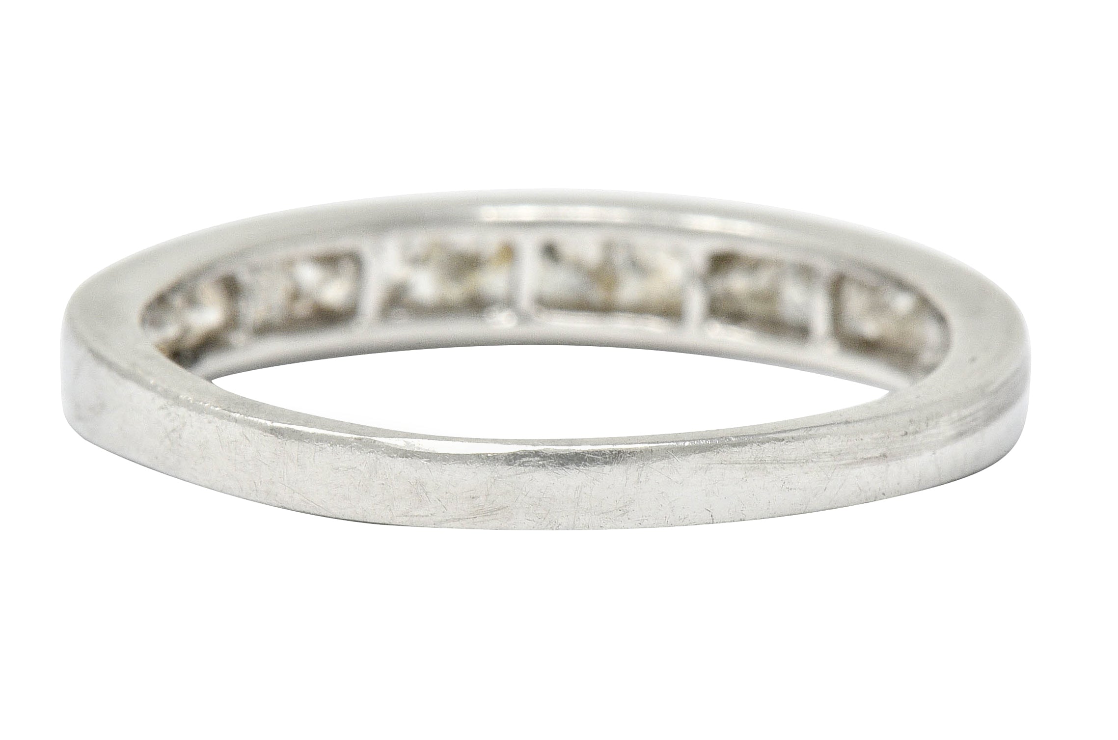 Contemporary Diamond Platinum Channel Anniversary Band Ring - Wilson's Estate Jewelry