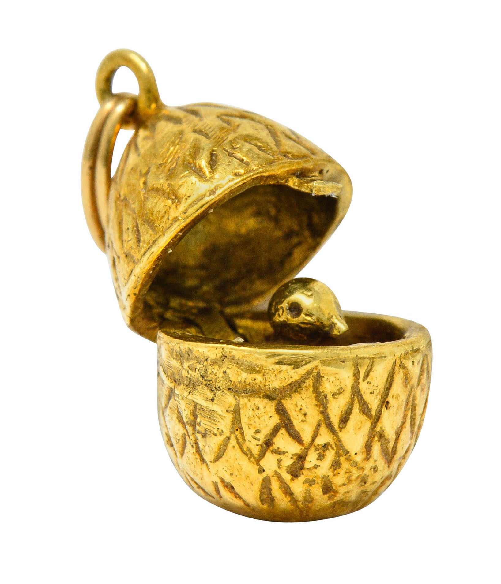 Retro 14 Karat Gold Chick In Egg Charmcharm - Wilson's Estate Jewelry