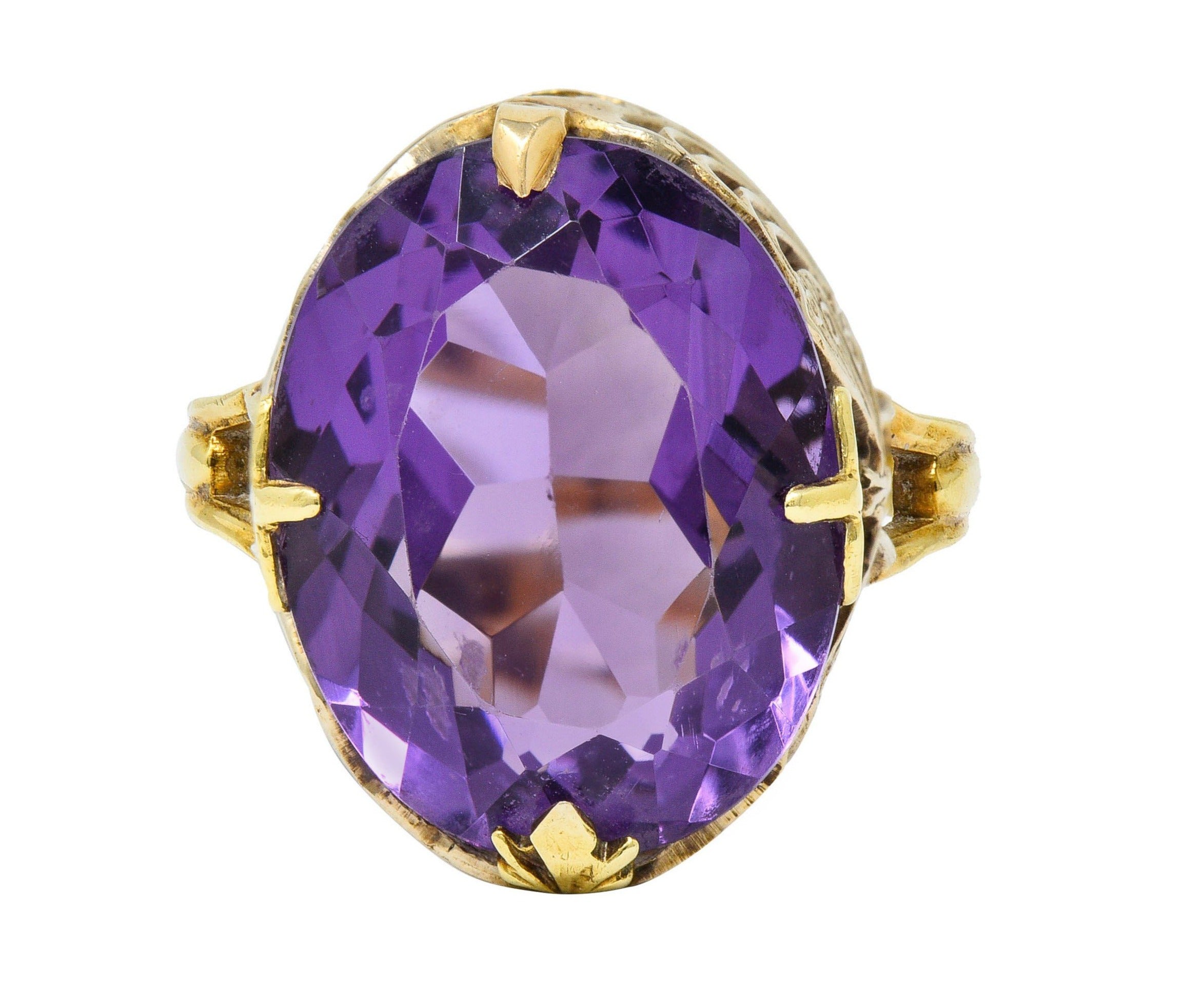 Art Nouveau Amethyst 14 Karat Two-Tone Gold Butterfly Statement RingRing - Wilson's Estate Jewelry