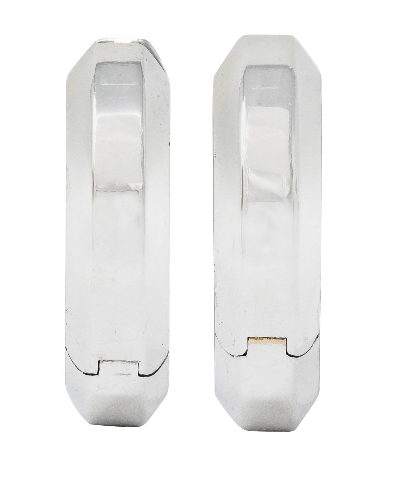 Versace Hardstone 18 Karat White Gold Greek Key Contemporary Hoop Earrings - Wilson's Estate Jewelry