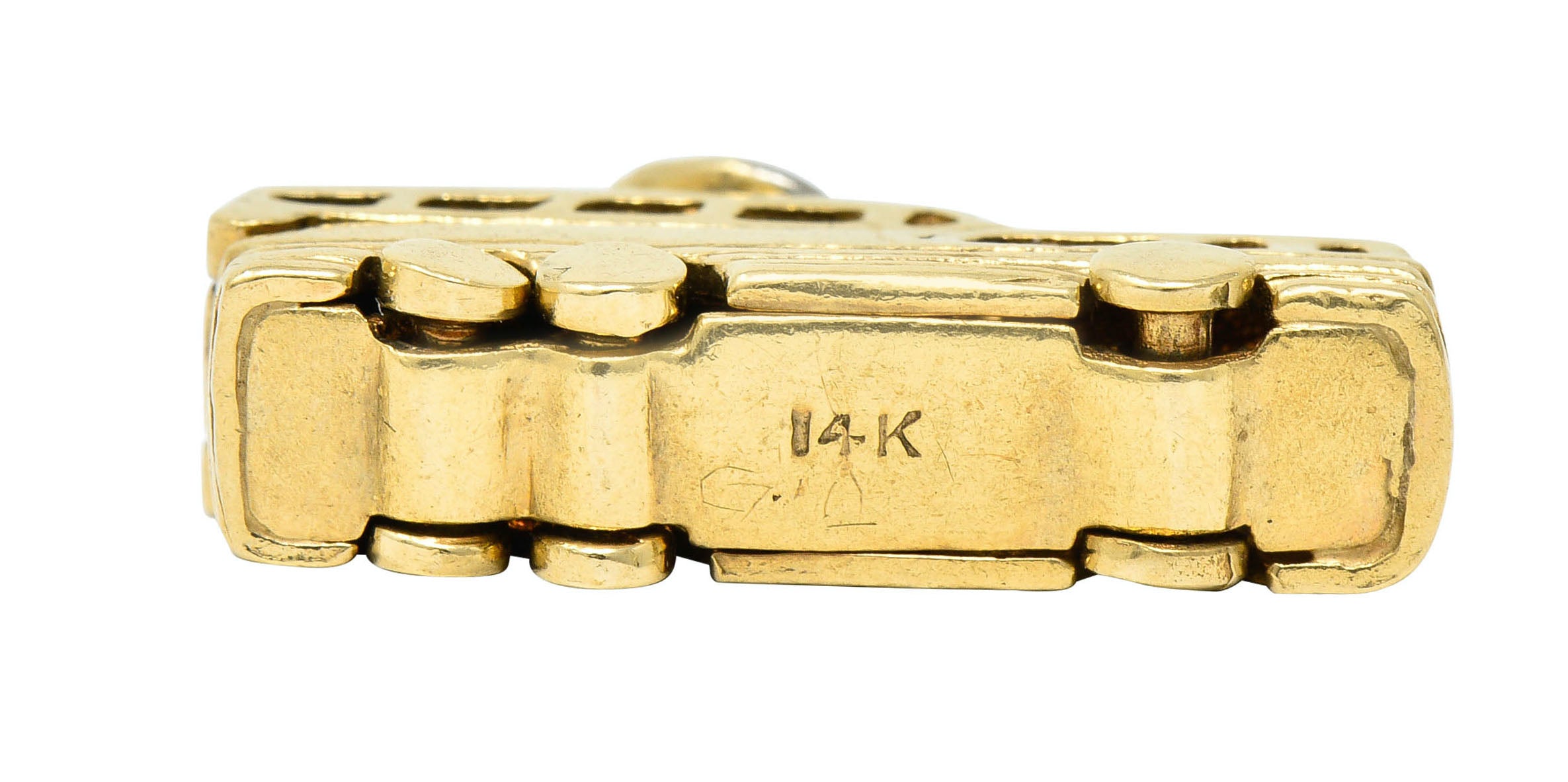 Retro 14 Karat Gold Articulated Scenicruiser Greyhound Bus Charmcharm - Wilson's Estate Jewelry