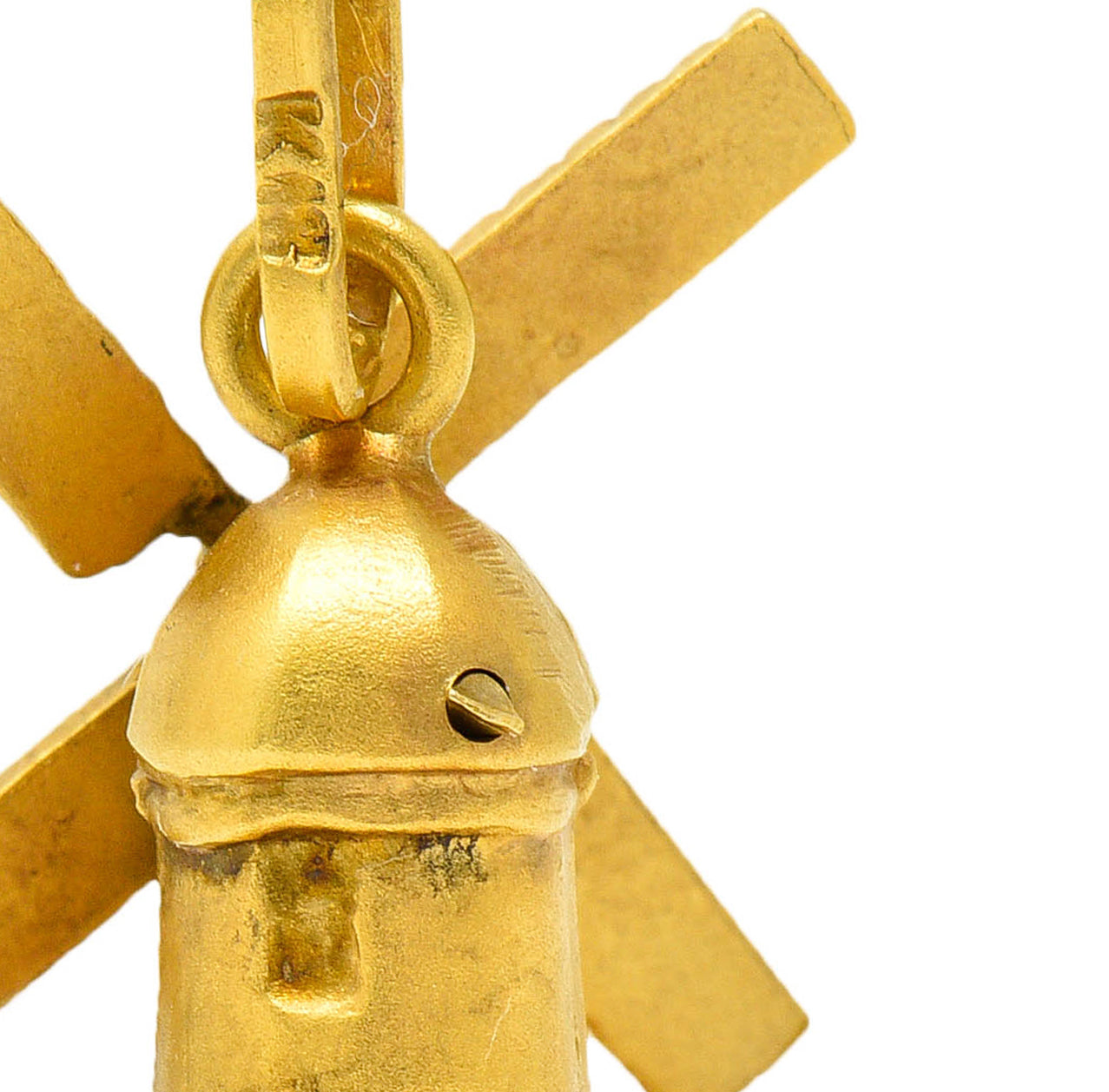 Retro 18 Karat Gold Articulated Dutch Windmill Charmcharm - Wilson's Estate Jewelry