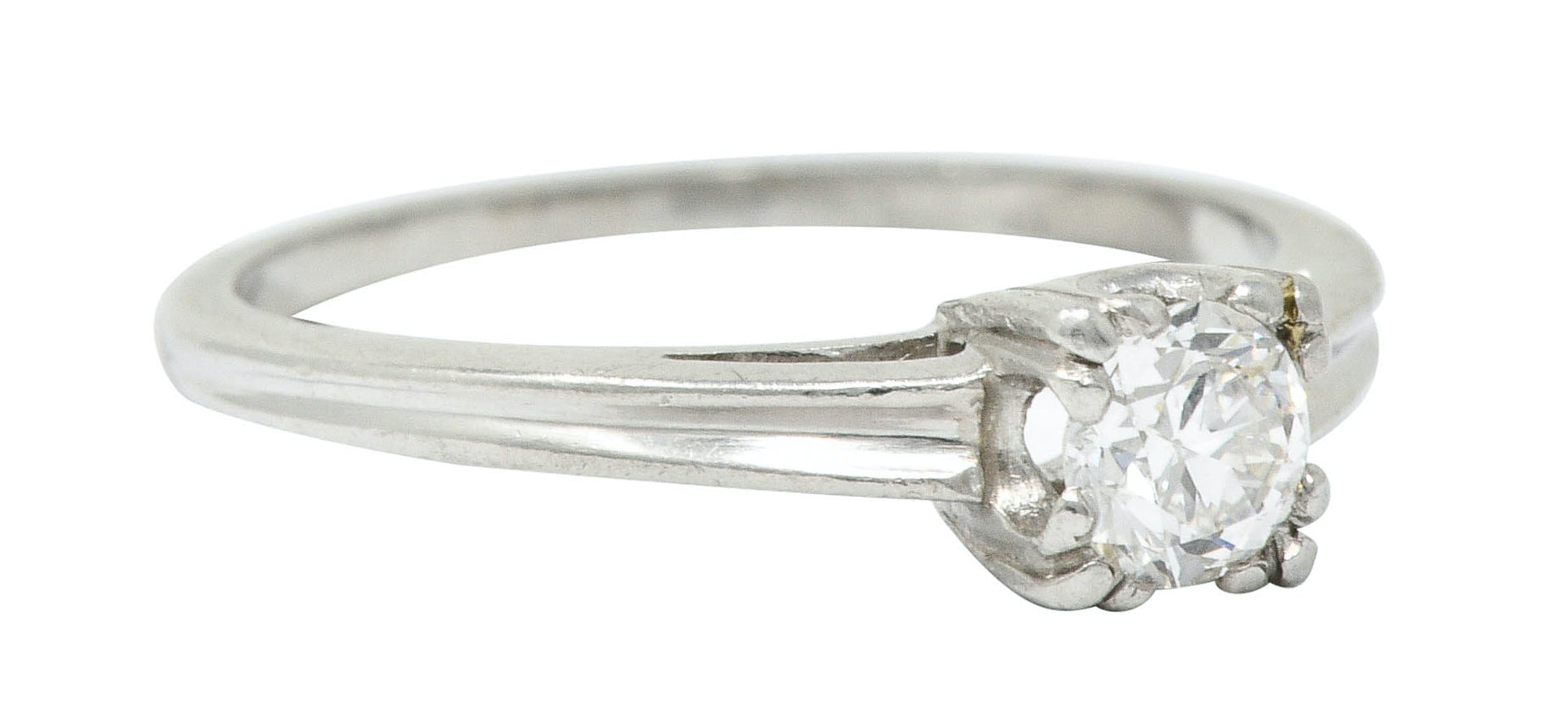 Retro 0.33 CTW Diamond Platinum Cathedral Basket Engagement RingRing - Wilson's Estate Jewelry