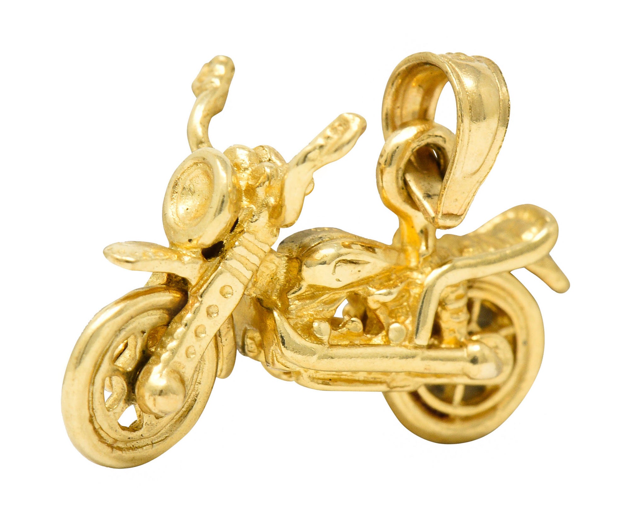 Retro 14 Karat Gold Articulated Motorcycle Charmcharm - Wilson's Estate Jewelry