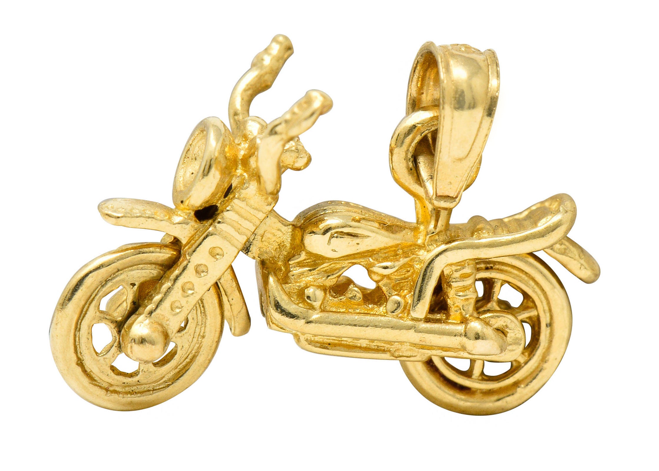 Retro 14 Karat Gold Articulated Motorcycle Charmcharm - Wilson's Estate Jewelry