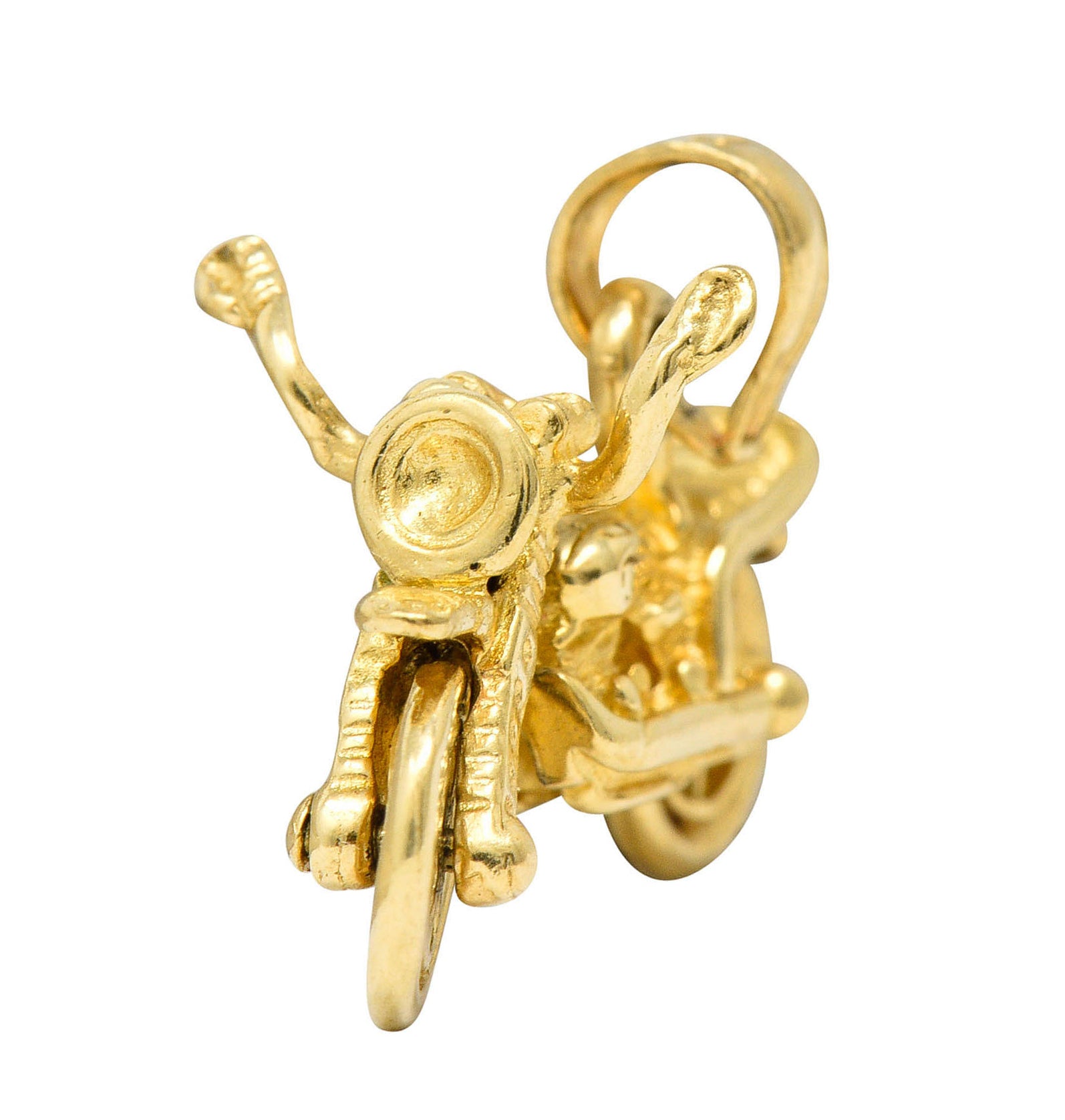 Retro 14 Karat Gold Articulated Motorcycle Charmcharm - Wilson's Estate Jewelry