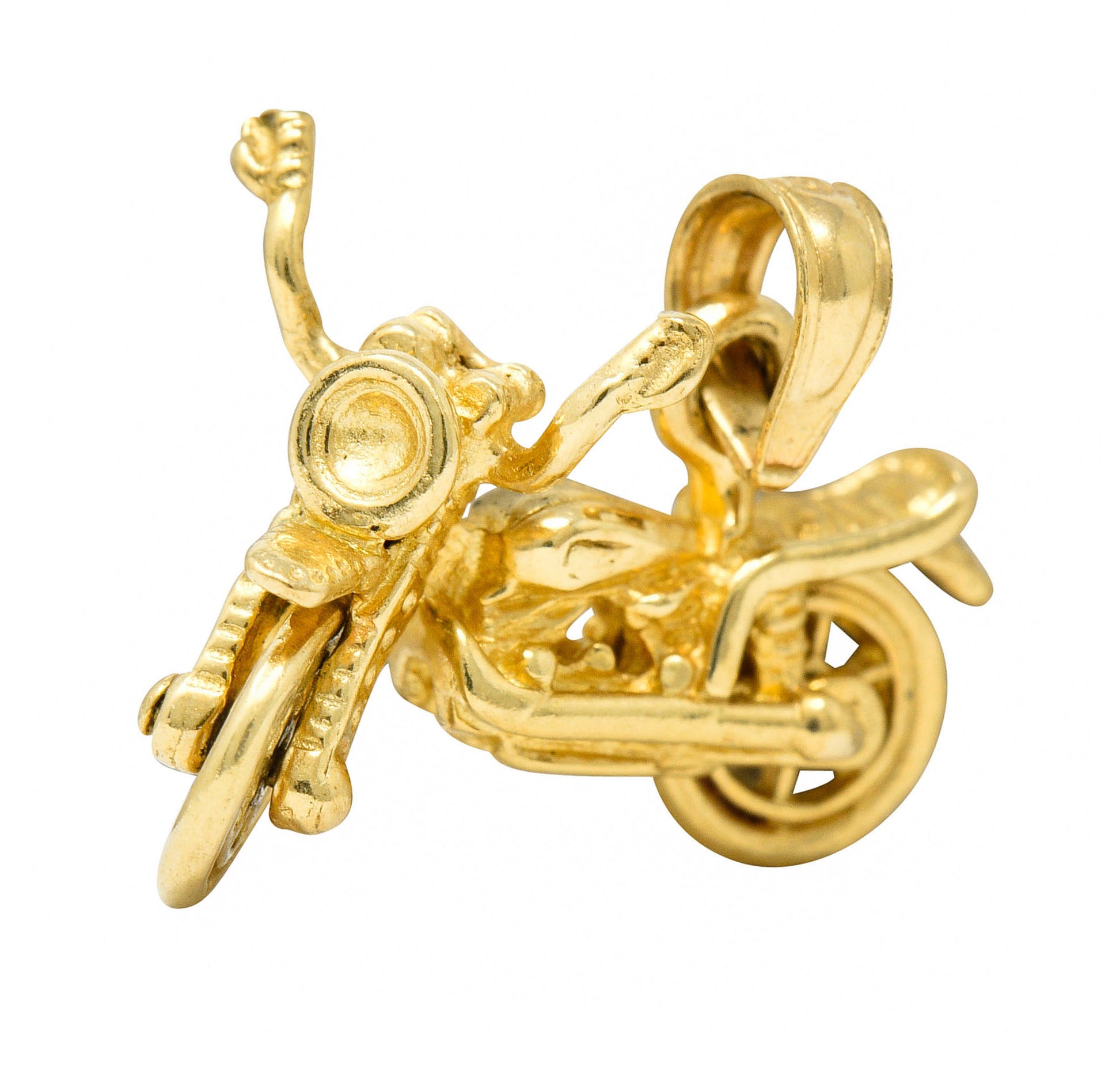 Retro 14 Karat Gold Articulated Motorcycle Charmcharm - Wilson's Estate Jewelry