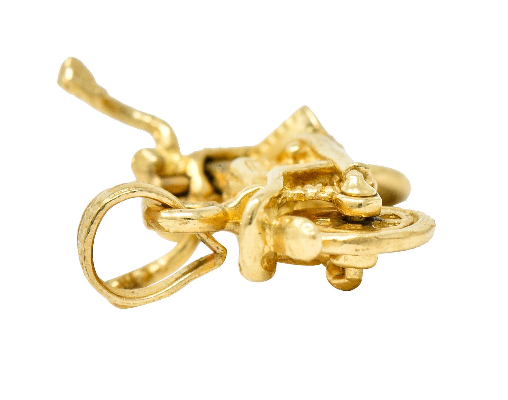 Retro 14 Karat Gold Articulated Motorcycle Charmcharm - Wilson's Estate Jewelry