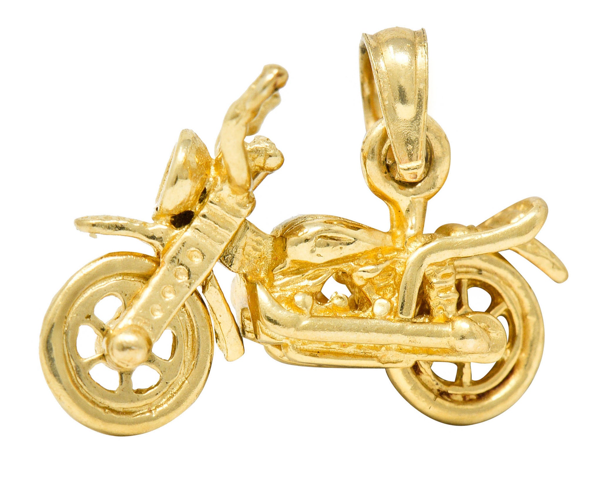 Retro 14 Karat Gold Articulated Motorcycle Charmcharm - Wilson's Estate Jewelry