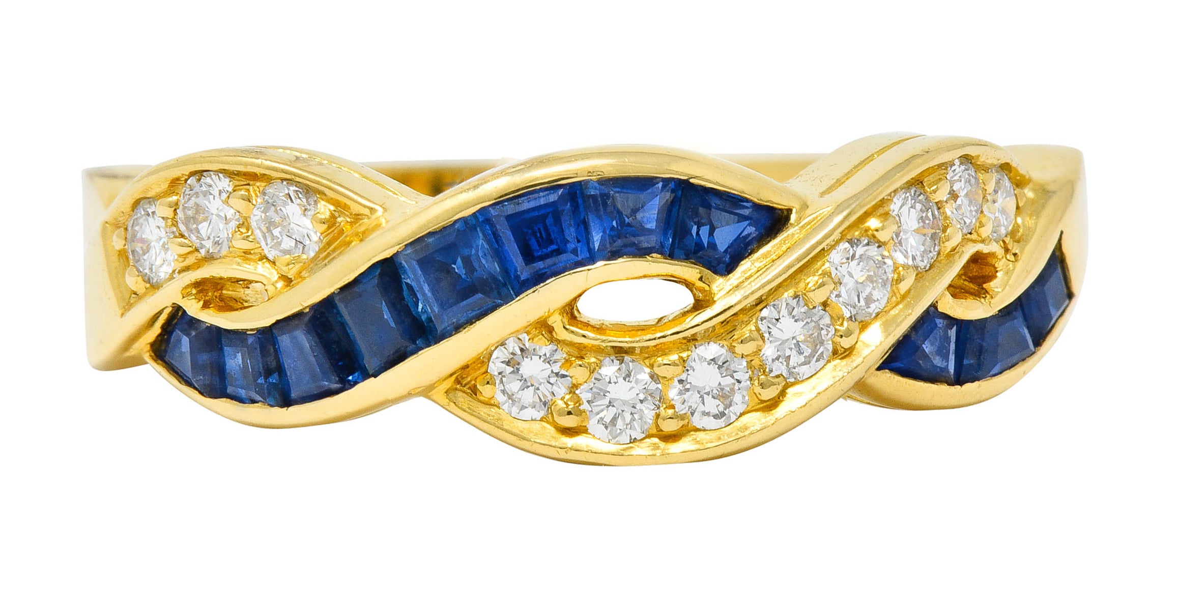 Tiffany & Co. Sapphire Diamond 18 Karat Gold Interlaced Band RingRing - Wilson's Estate Jewelry