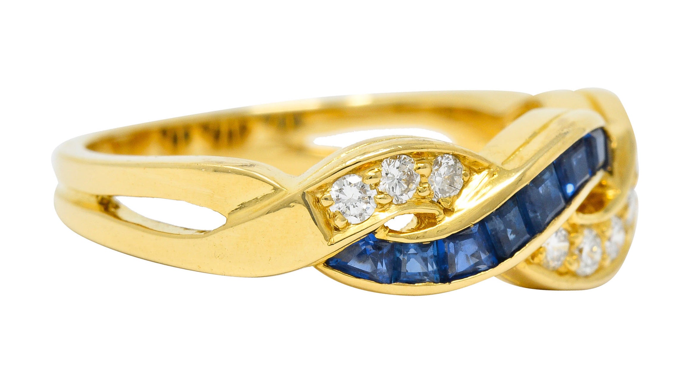 Tiffany & Co. Sapphire Diamond 18 Karat Gold Interlaced Band RingRing - Wilson's Estate Jewelry