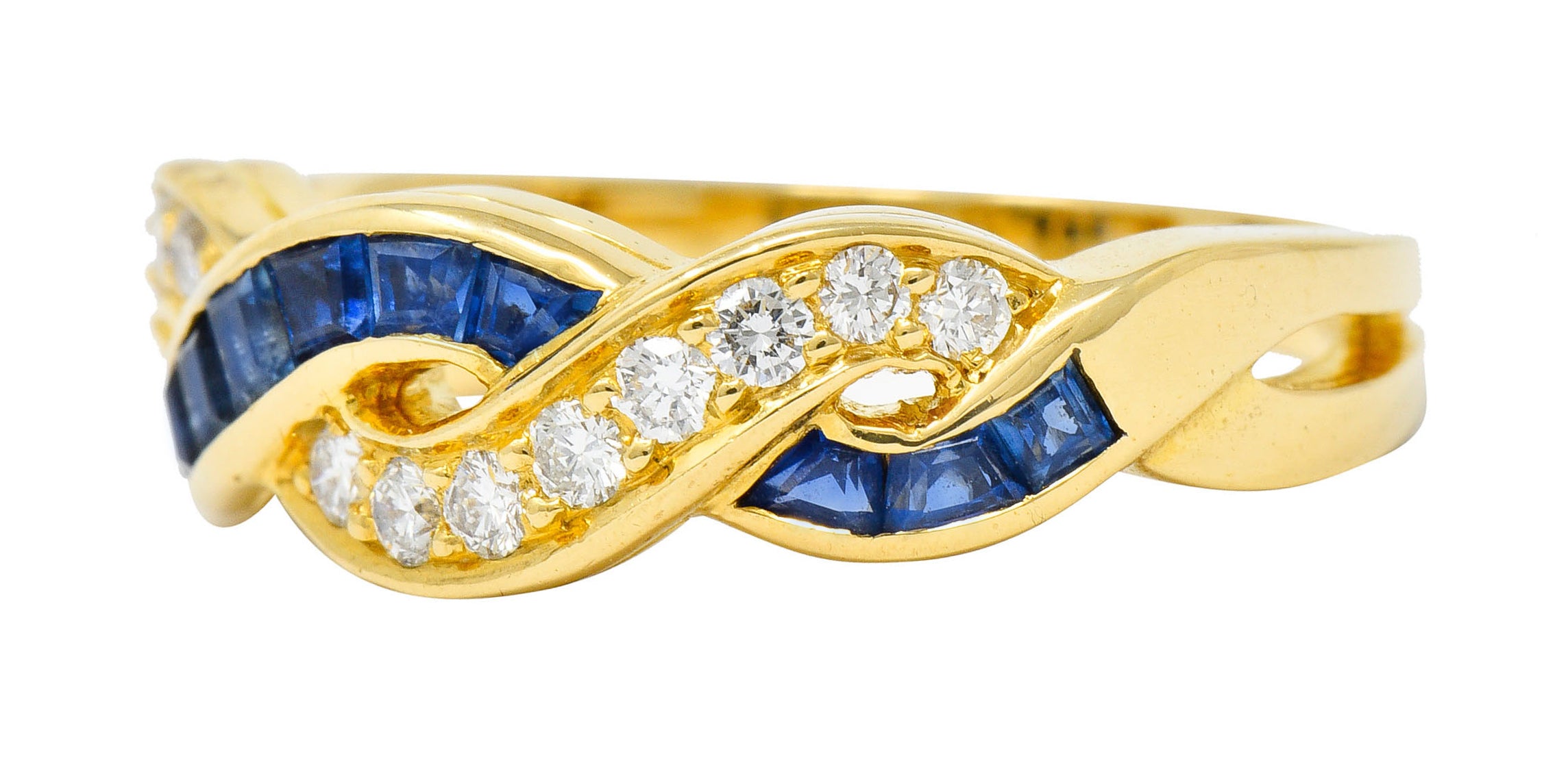 Tiffany & Co. Sapphire Diamond 18 Karat Gold Interlaced Band RingRing - Wilson's Estate Jewelry