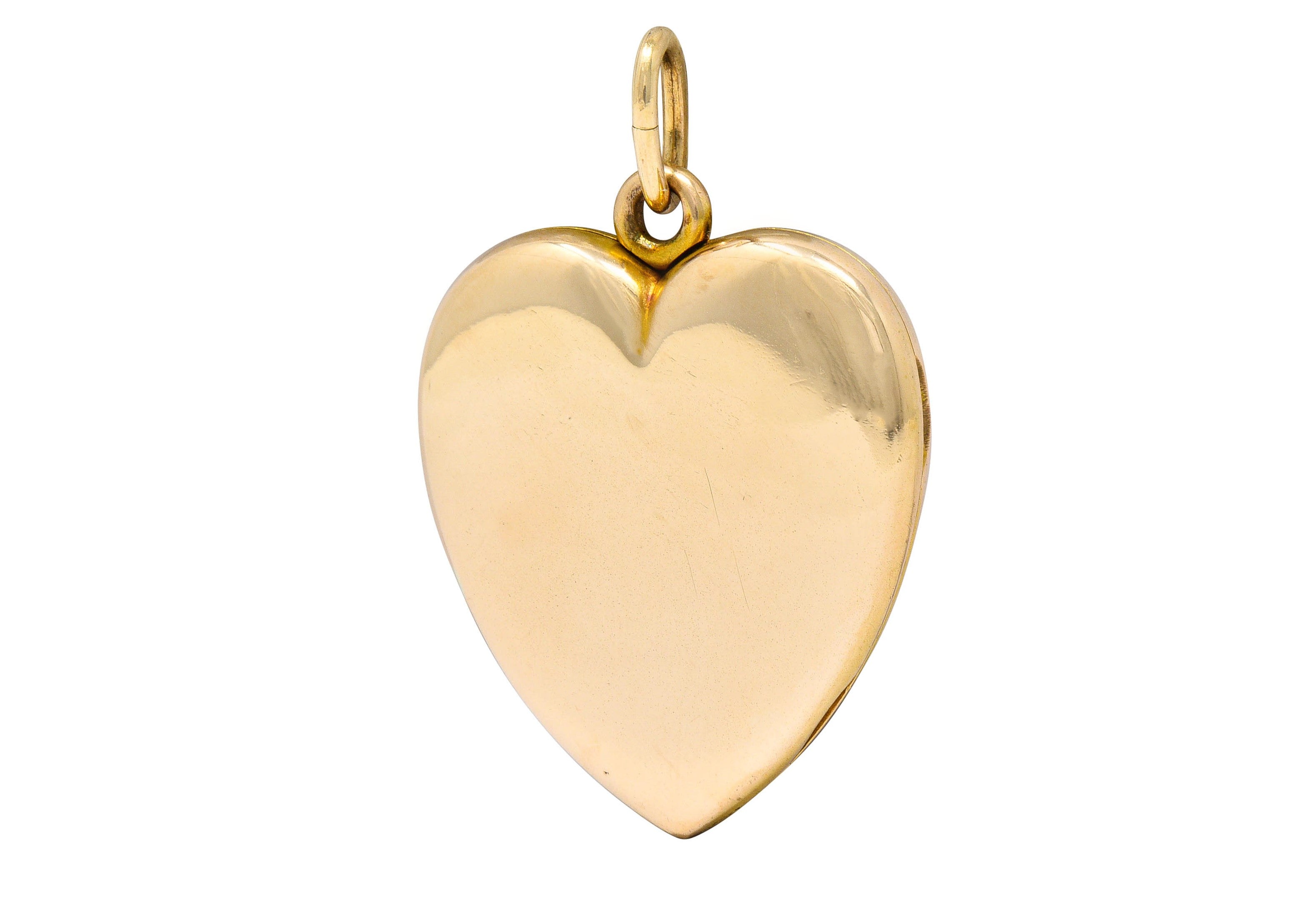 Victorian Old Mine Diamond 14 Karat Gold Heart Locket PendantNecklace - Wilson's Estate Jewelry