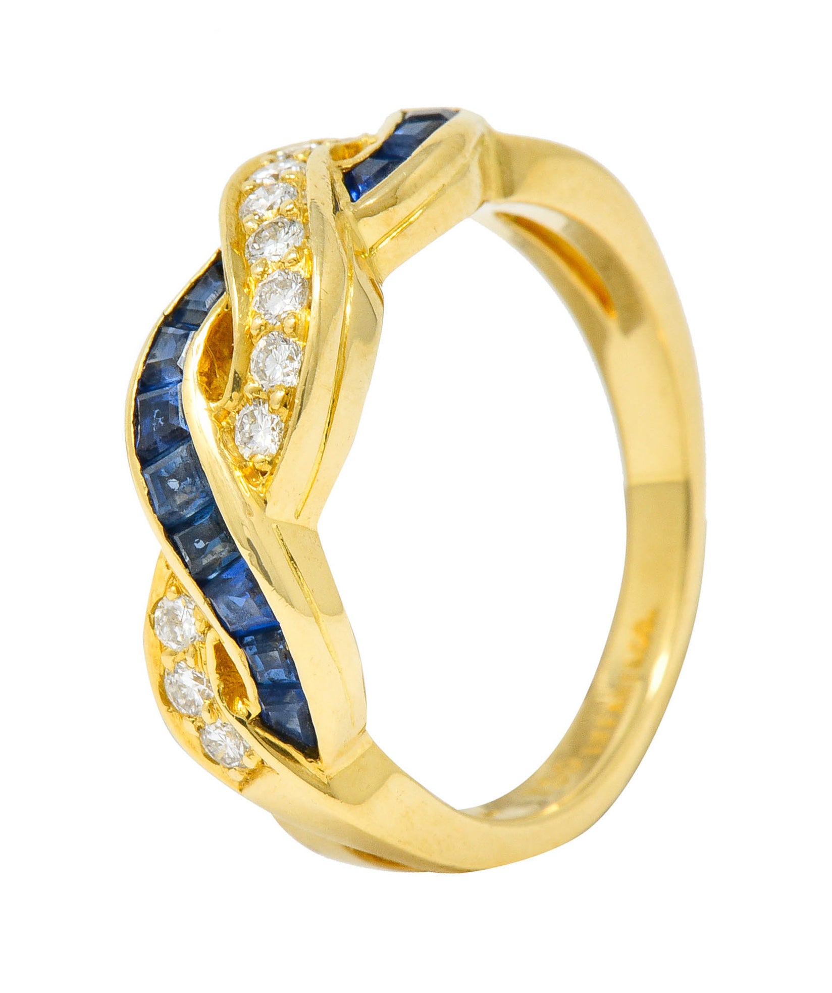 Tiffany & Co. Sapphire Diamond 18 Karat Gold Interlaced Band RingRing - Wilson's Estate Jewelry